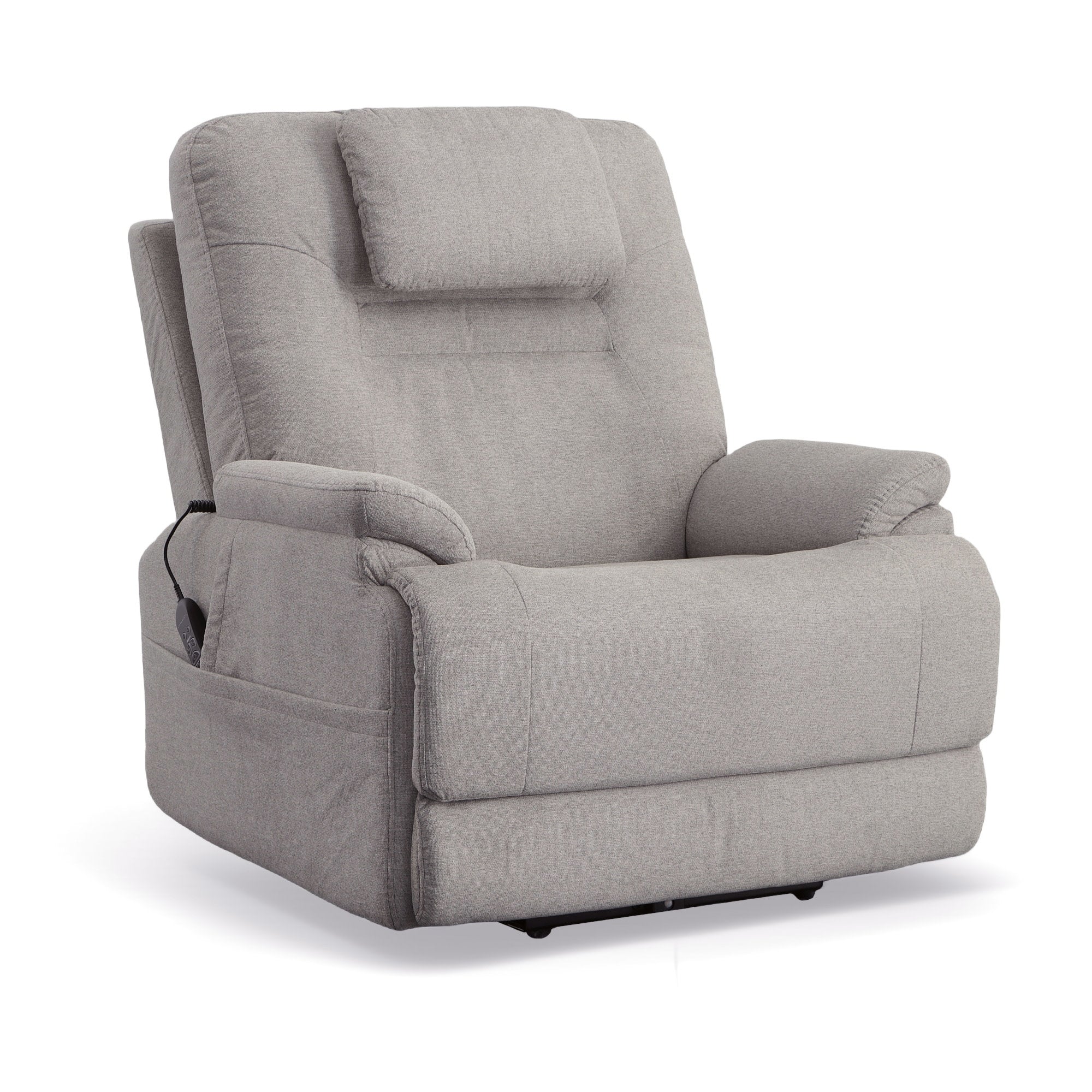 Zecliner Model 2+ Dove Fabric Power Lift Recliner with Power Headrest, Lumbar, Heat & Massage