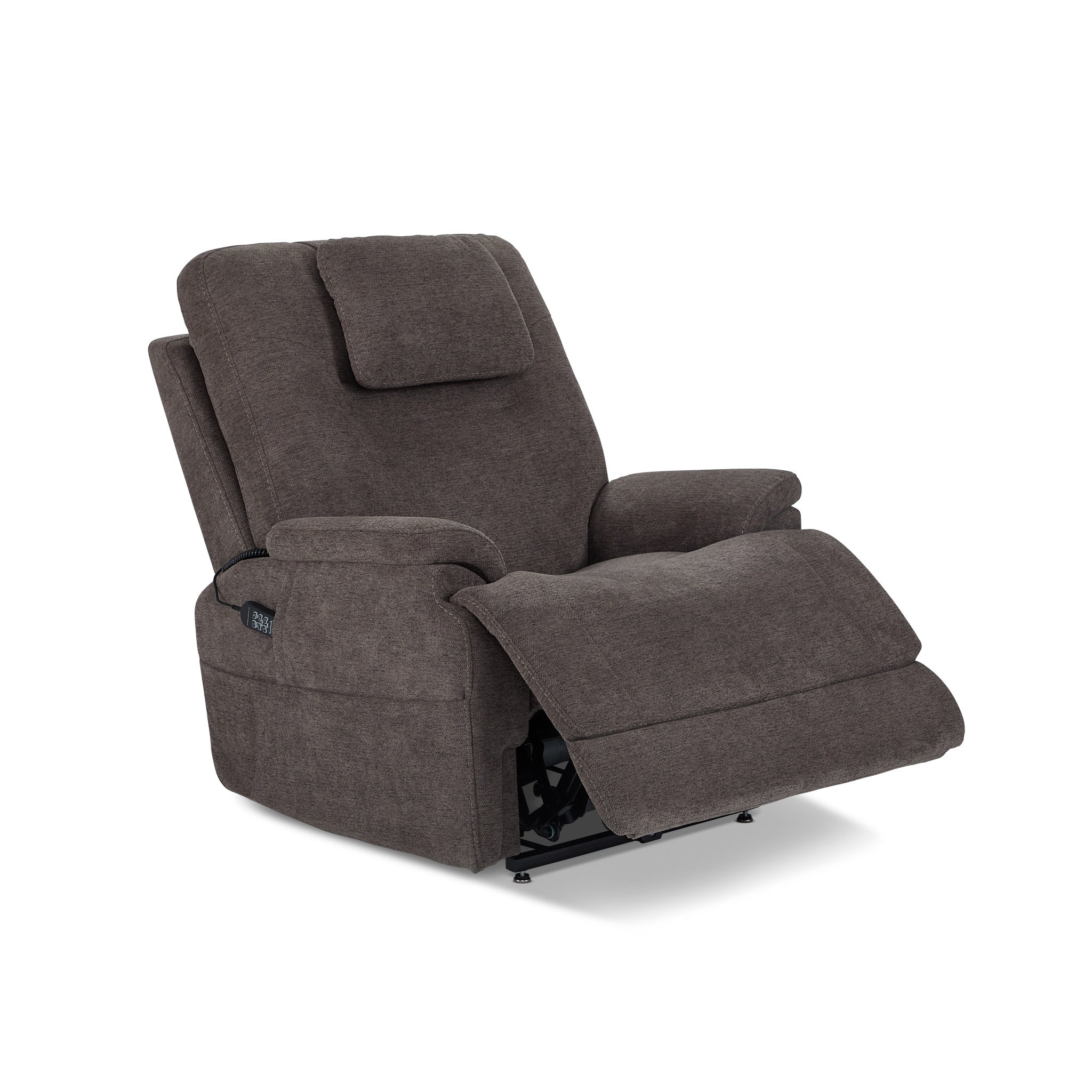 Zecliner Model 2+ Umber Fabric Power Lift Recliner with Power Headrest, Lumbar, Heat & Massage