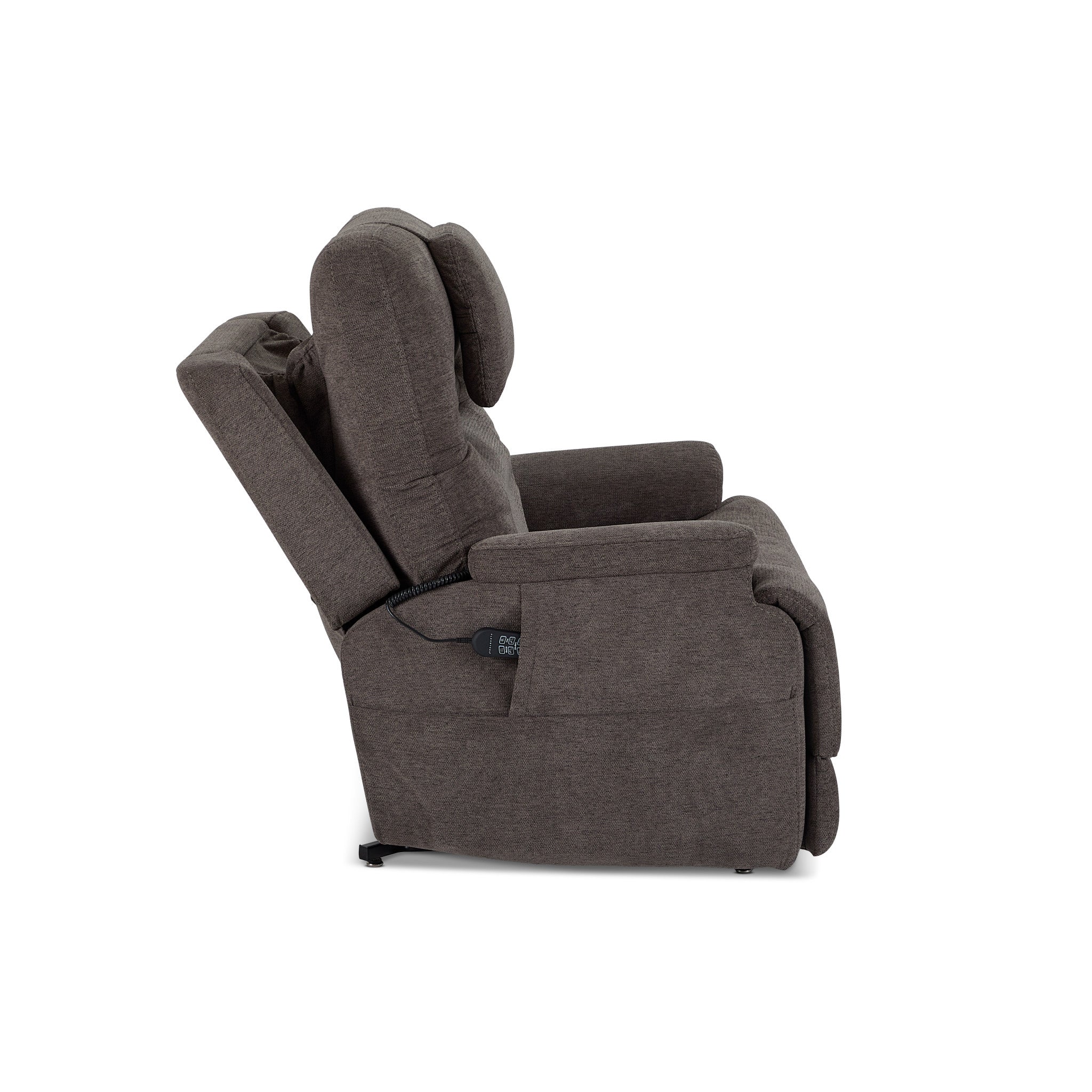 Zecliner Model 2+ Umber Fabric Power Lift Recliner with Power Headrest, Lumbar, Heat & Massage