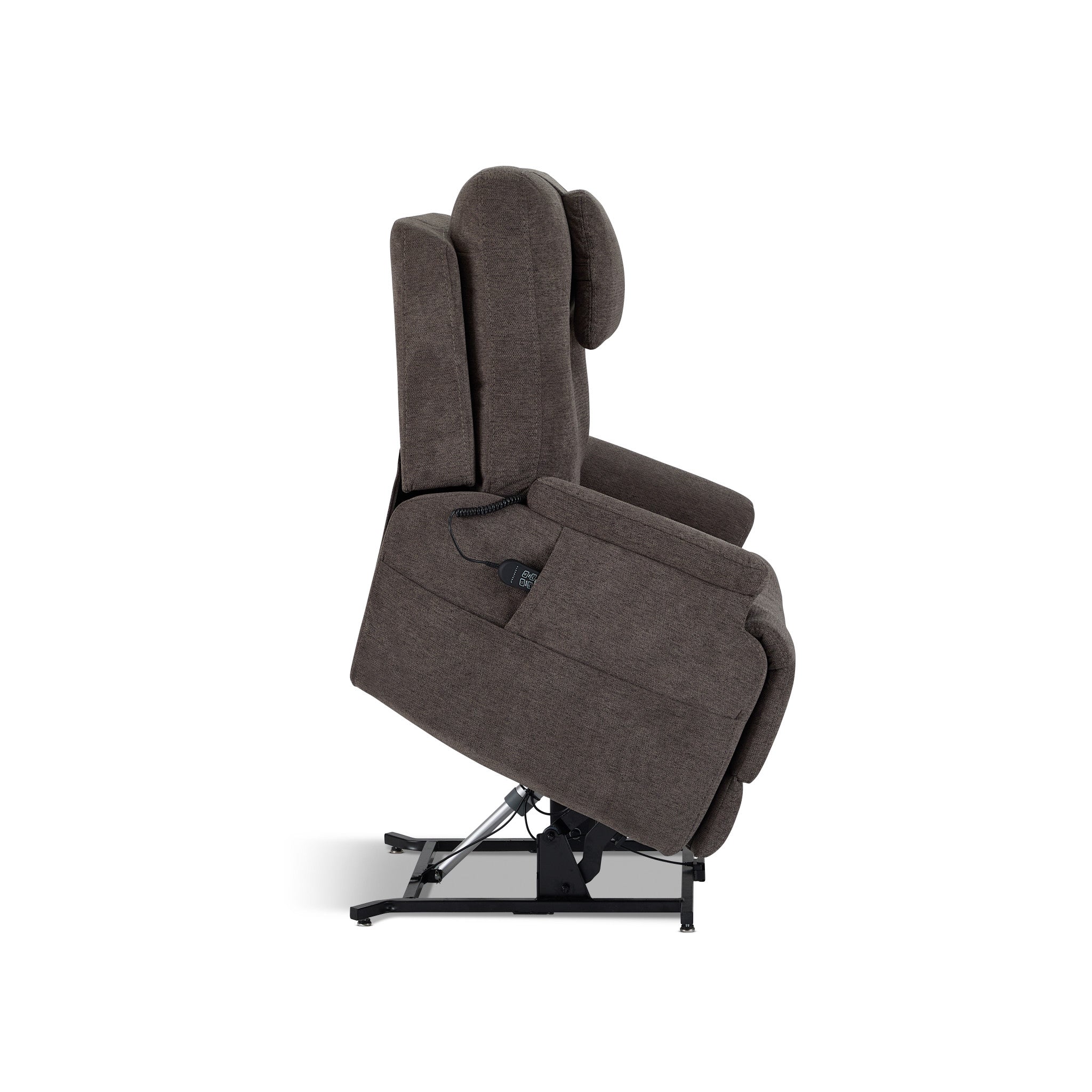 Zecliner Model 2+ Umber Fabric Power Lift Recliner with Power Headrest, Lumbar, Heat & Massage