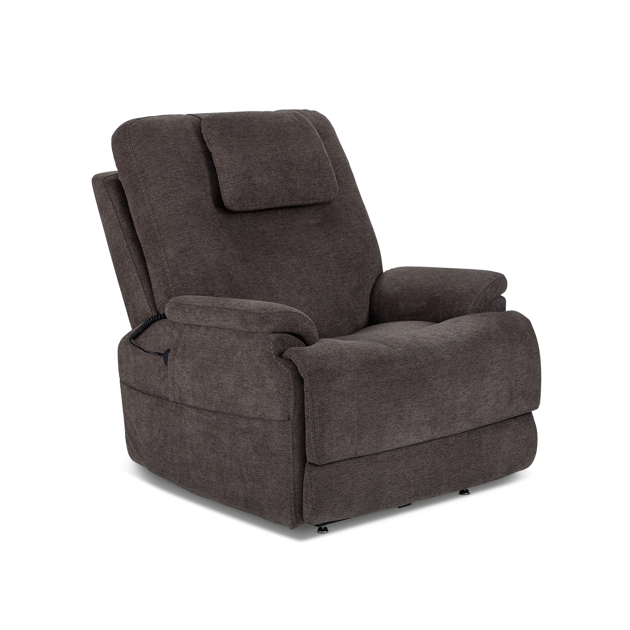 Zecliner Model 2+ Umber Fabric Power Lift Recliner with Power Headrest, Lumbar, Heat & Massage