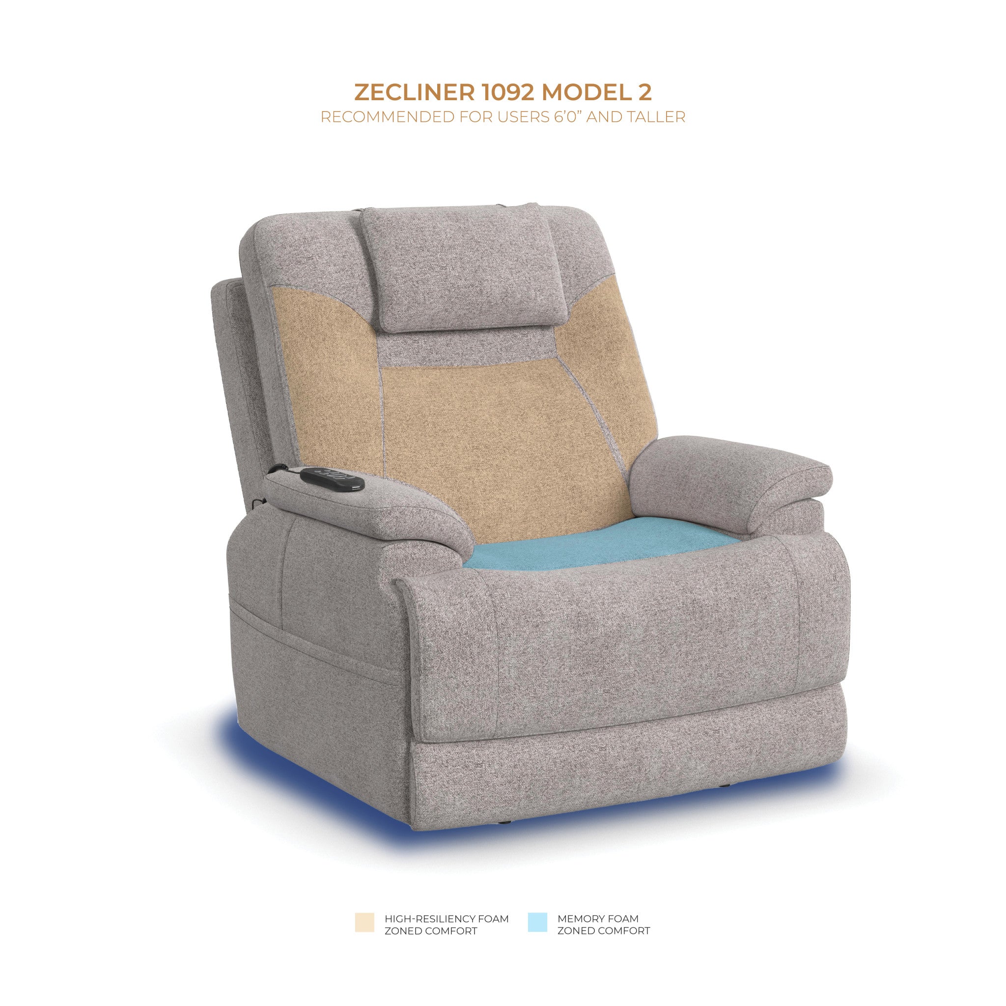 Zecliner Model 2 Dove Fabric Power Lift Sleep Chair