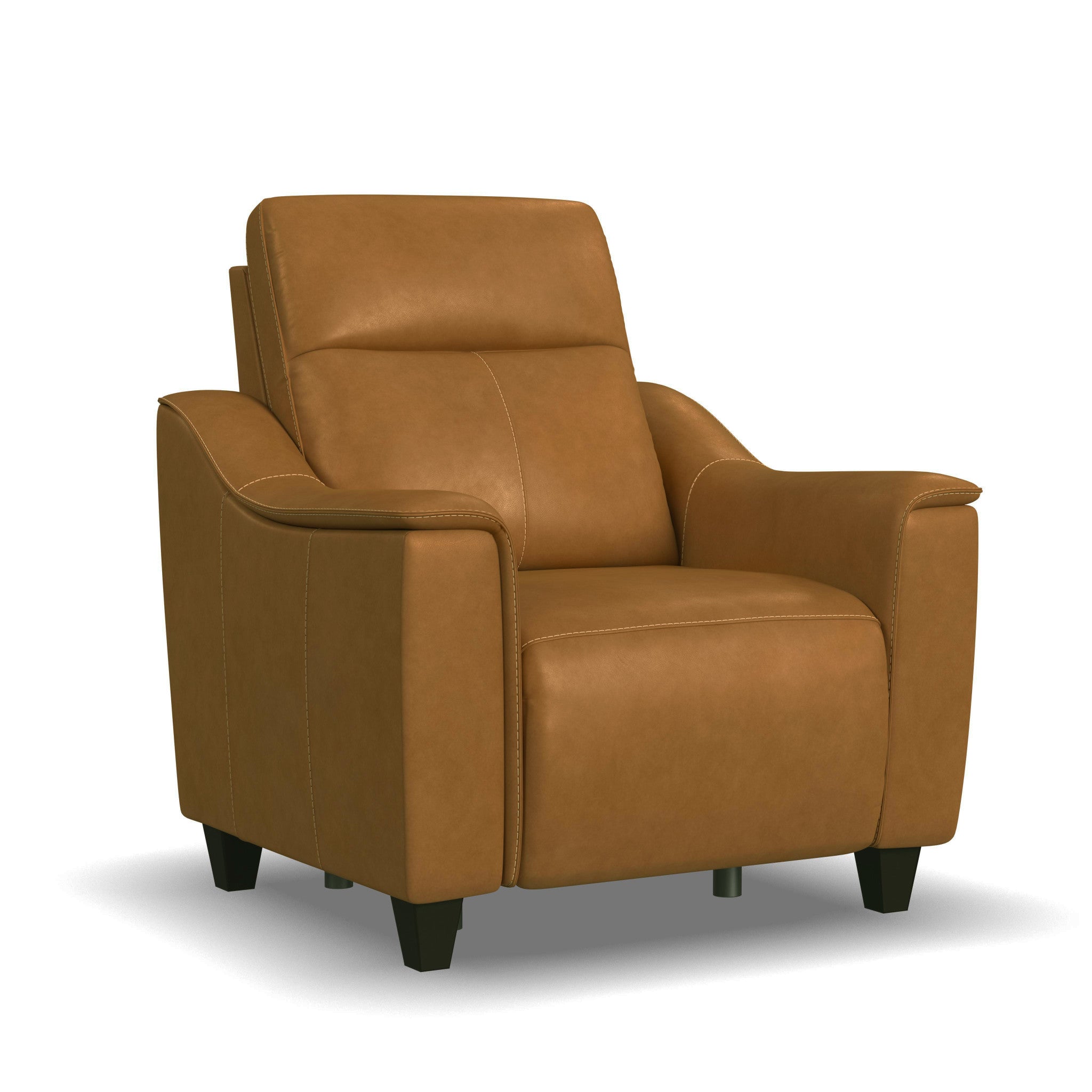 Walter Honey Leather Power Recliner with Power Headrest