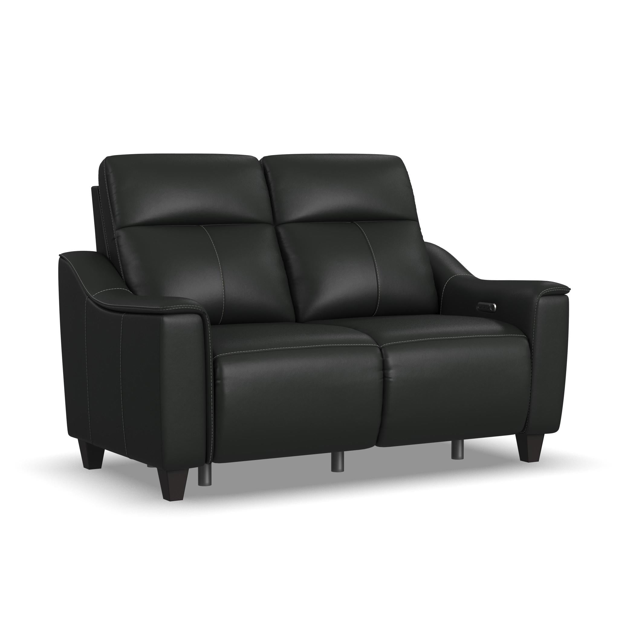 Walter Coal Leather Power Reclining Loveseat with Power Headrests