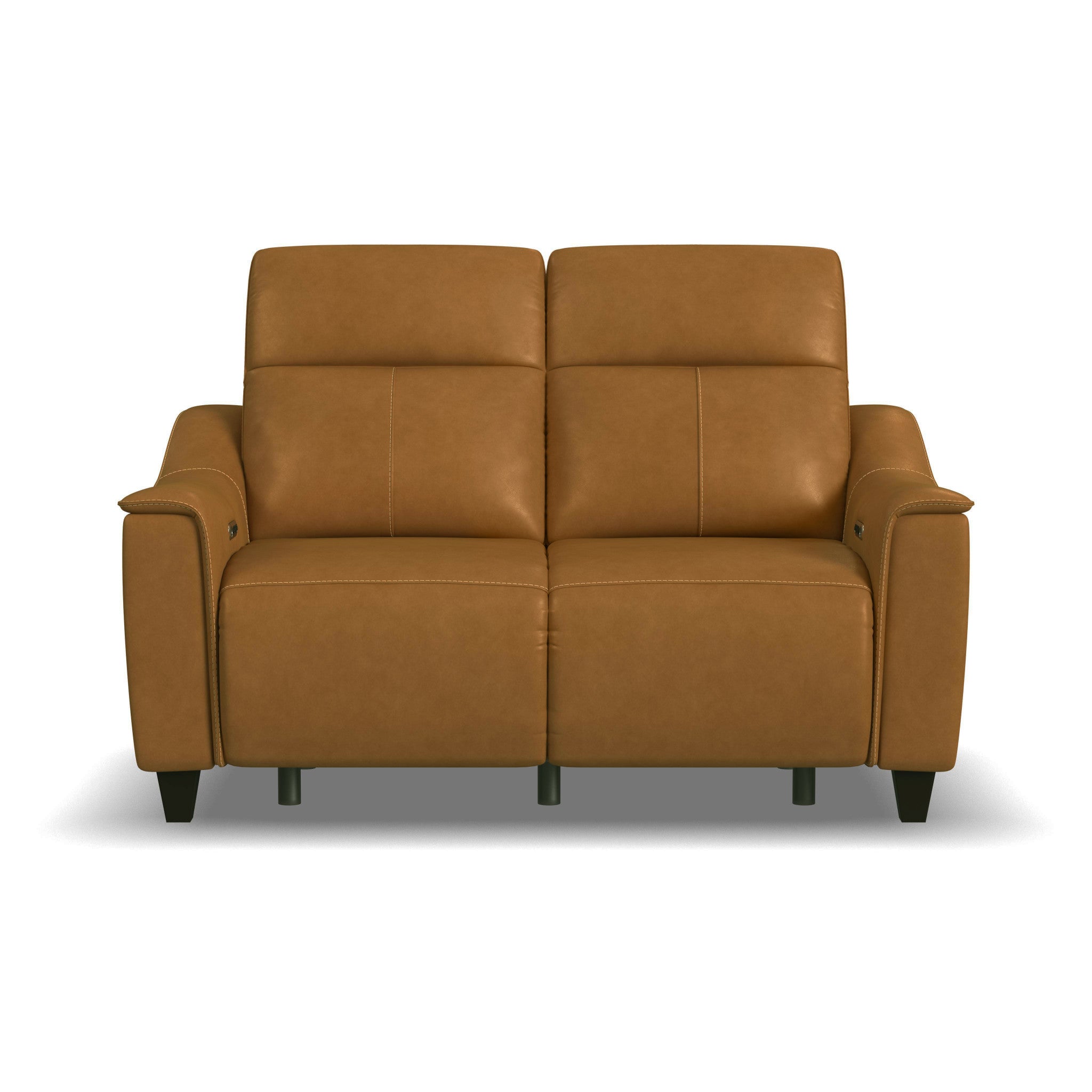 Walter Honey Leather Power Reclining Loveseat with Power Headrests