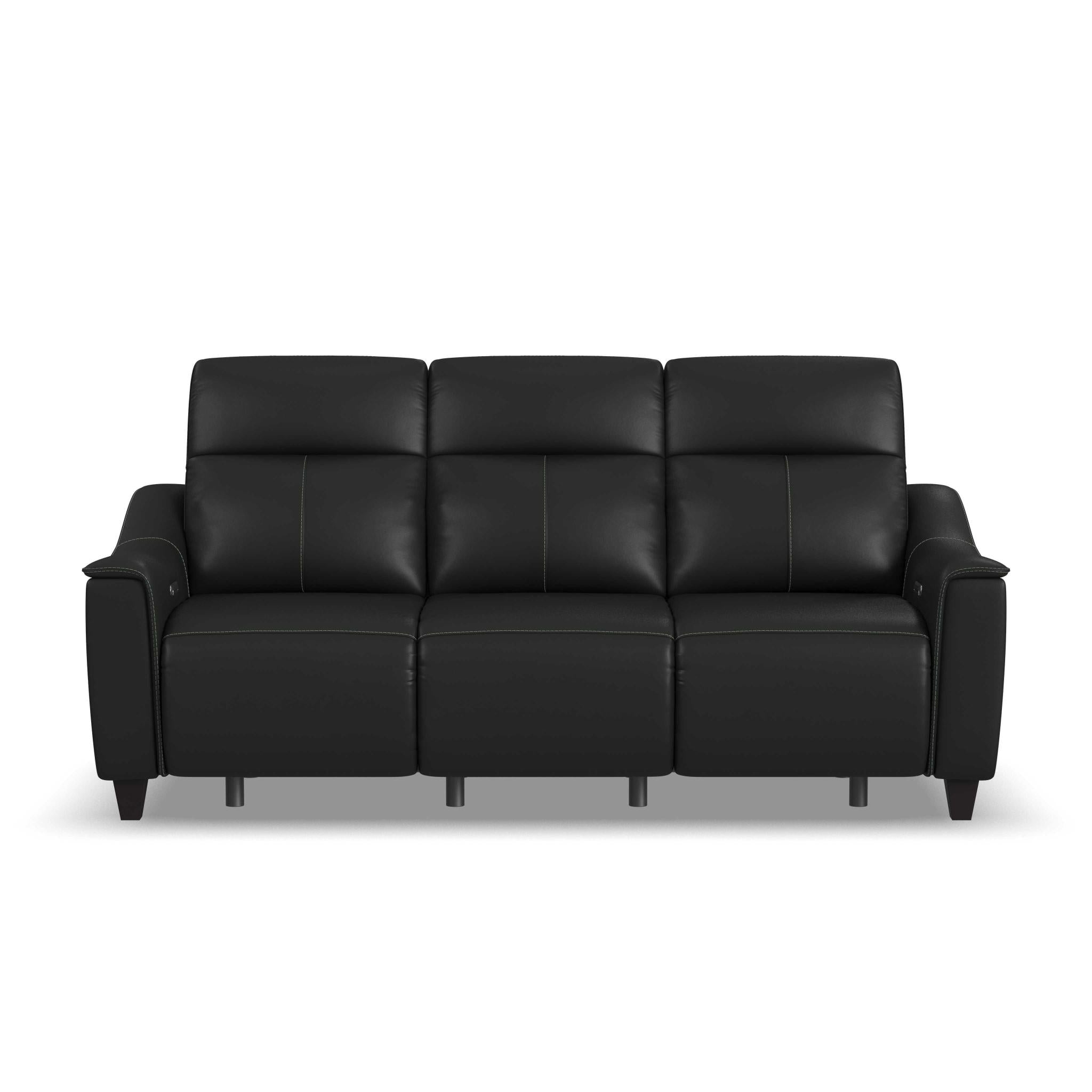 Walter Coal Leather Power Reclining Sofa with Power Headrests