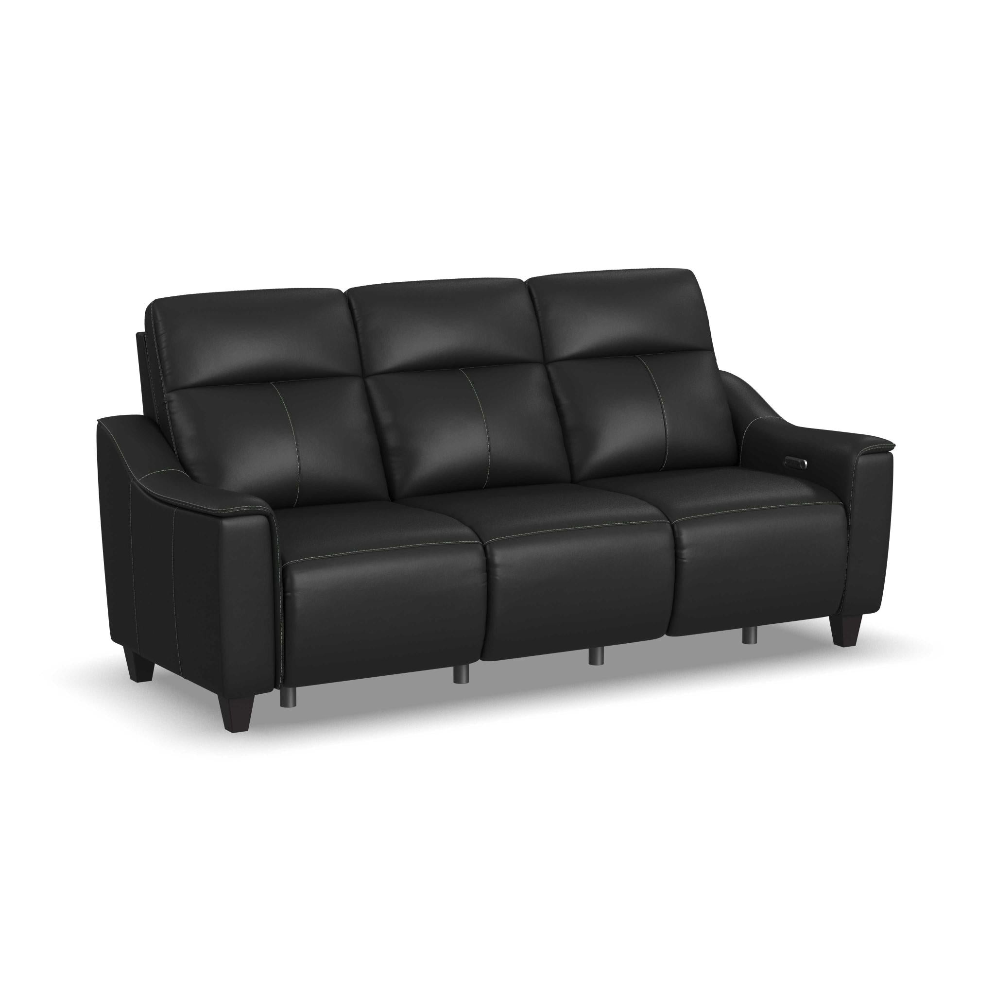 Walter Coal Leather Power Reclining Sofa with Power Headrests