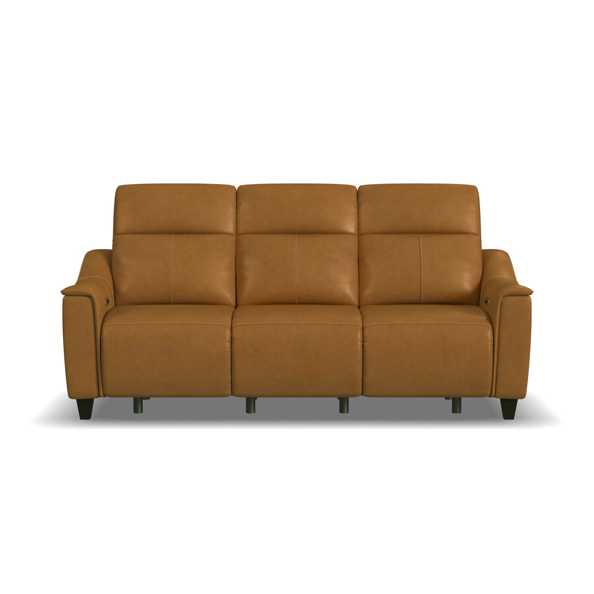 Walter Honey Leather Power Reclining Sofa with Power Headrests