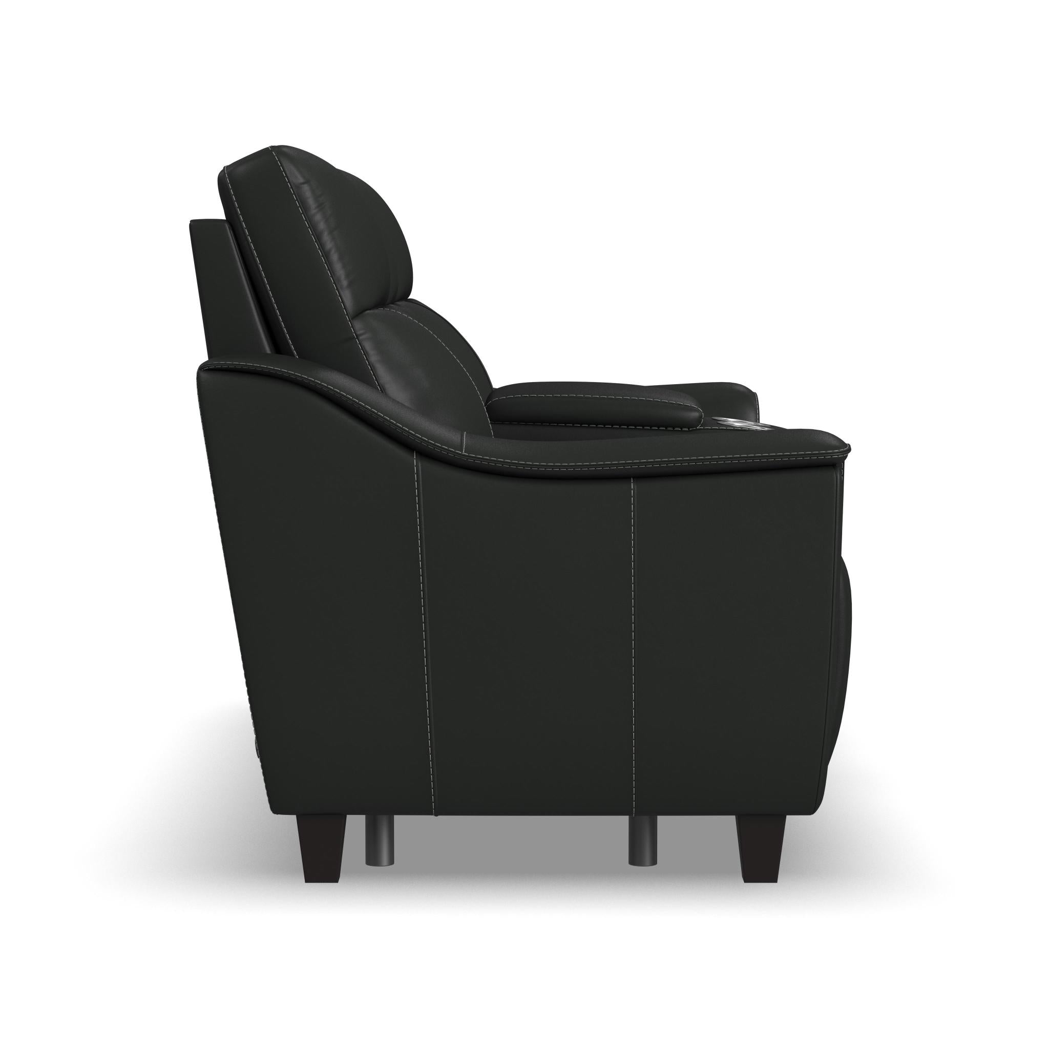 Walter Coal Leather Power Reclining Loveseat with Console & Power Headrests