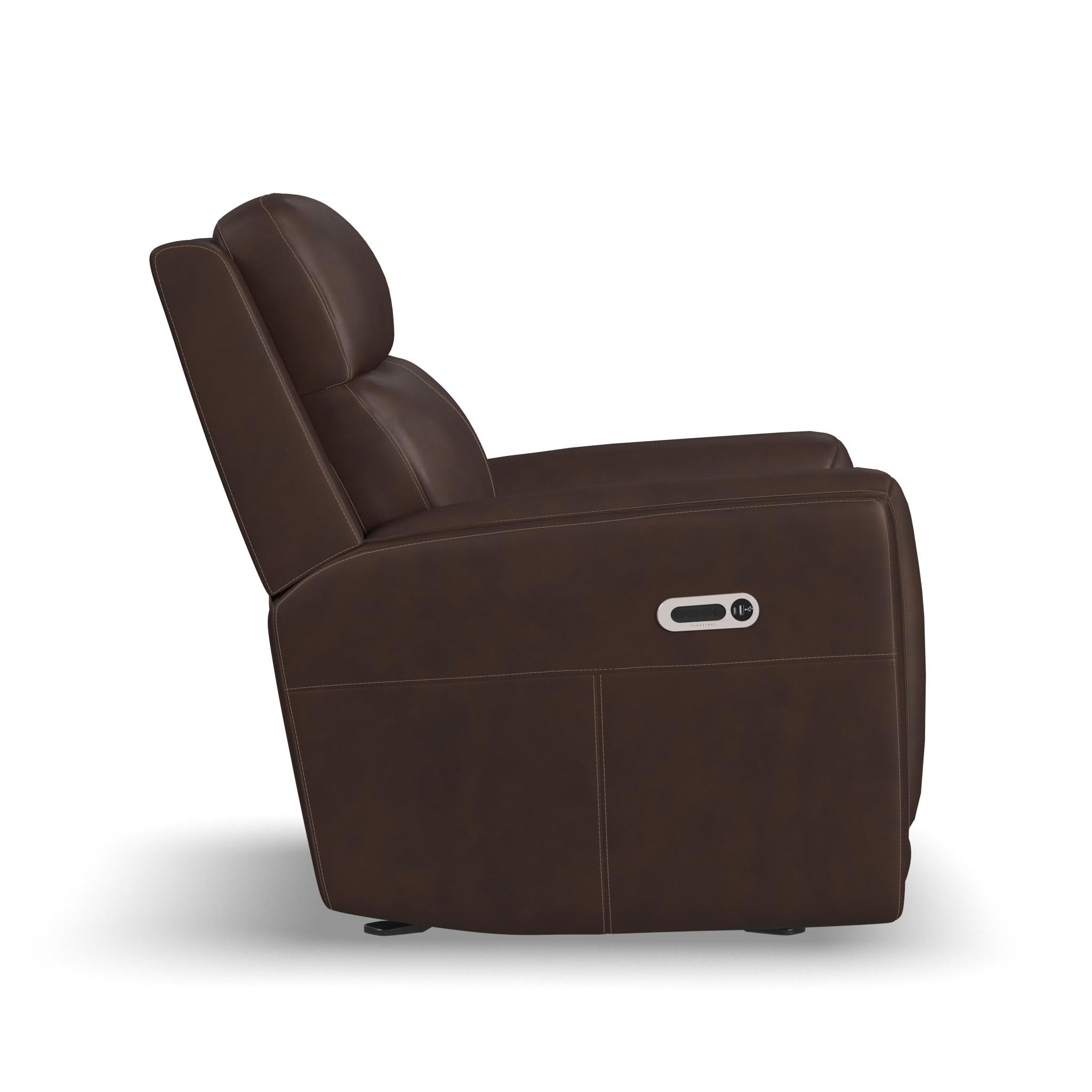 Alister Burnt Umber Leather Power Gliding Recliner with Power Headrest and Lumbar