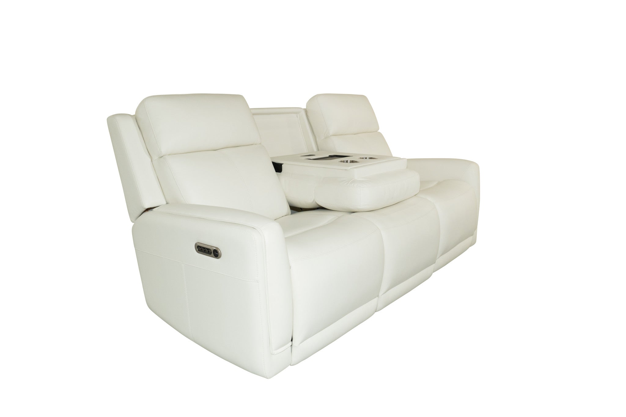 Alister Porcelain Leather Power Gliding Sofa with Power Headrests & Lumbar