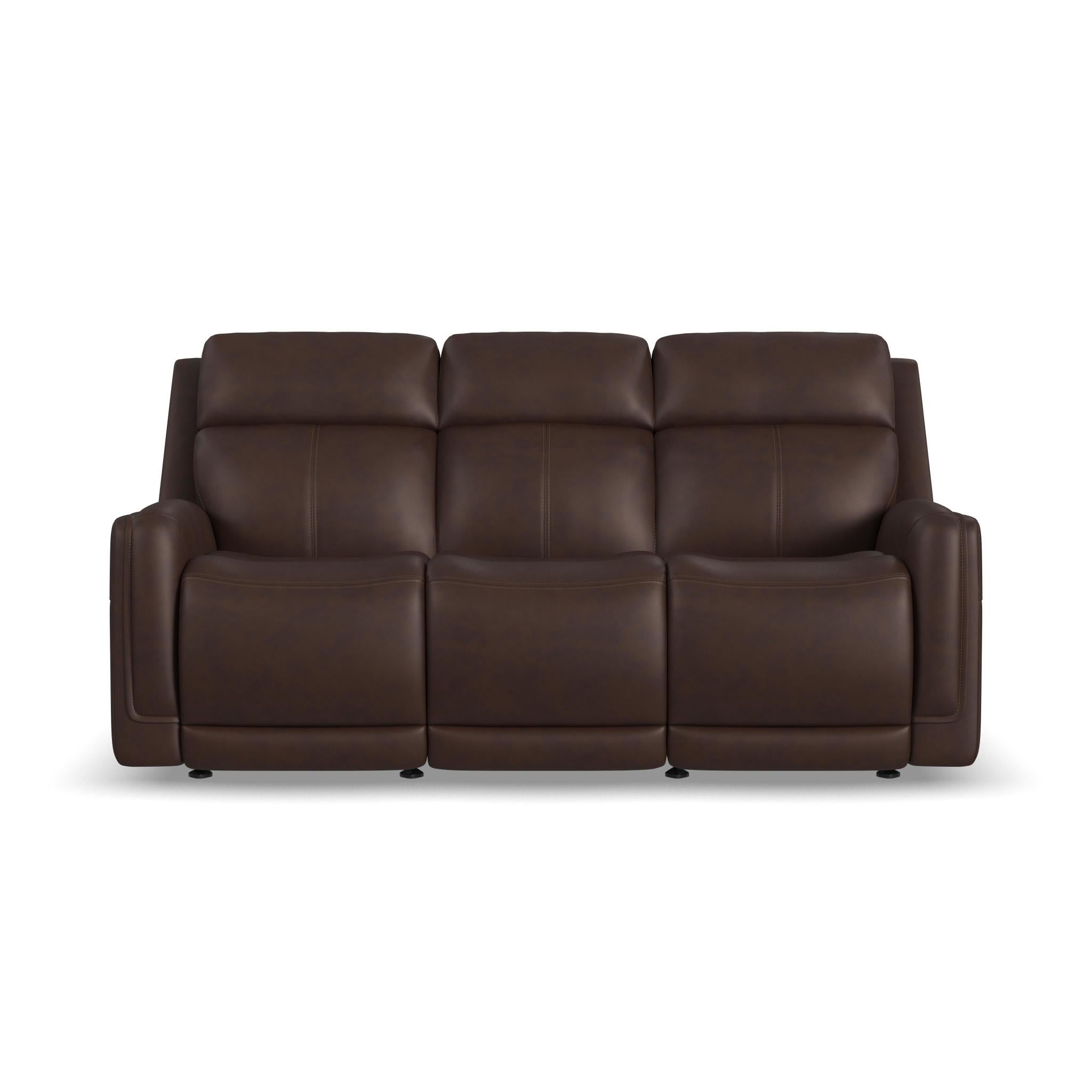 Alister Burnt Umber Leather Power Gliding Sofa with Power Headrests & Lumbar