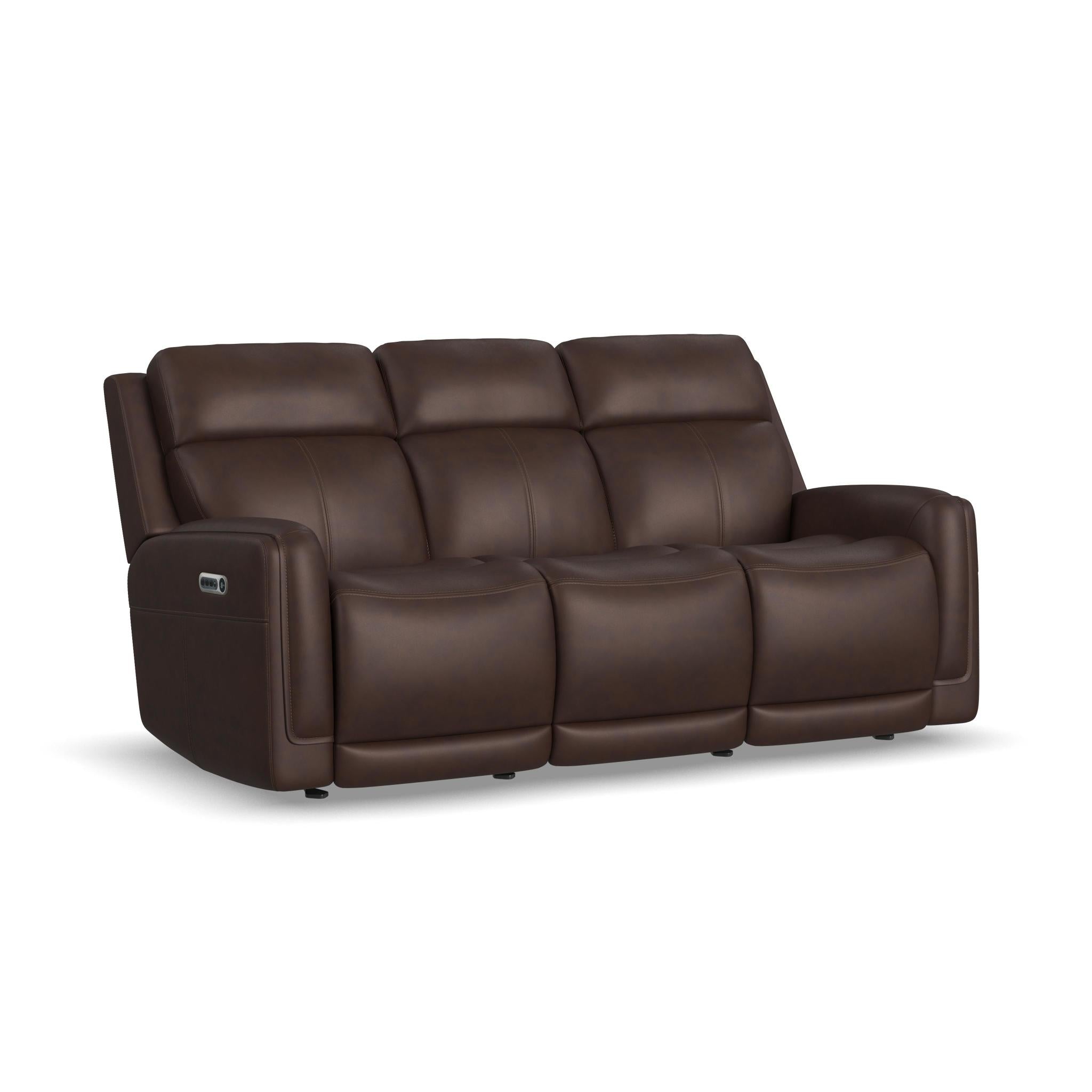 Alister Burnt Umber Leather Power Gliding Sofa with Power Headrests & Lumbar