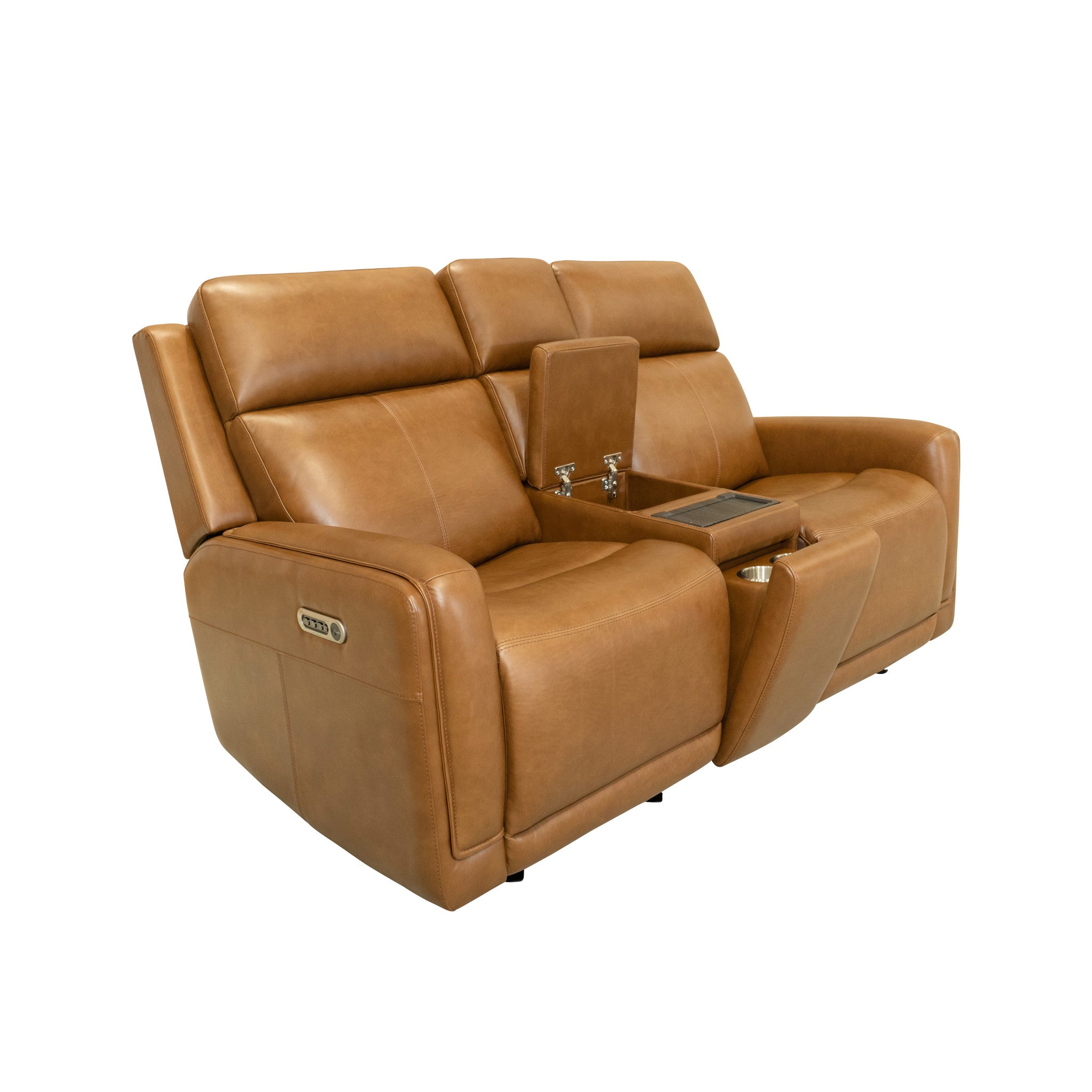 Alister Sedona Leather Power Gliding Loveseat with Console, Power Headrests & Lumbar