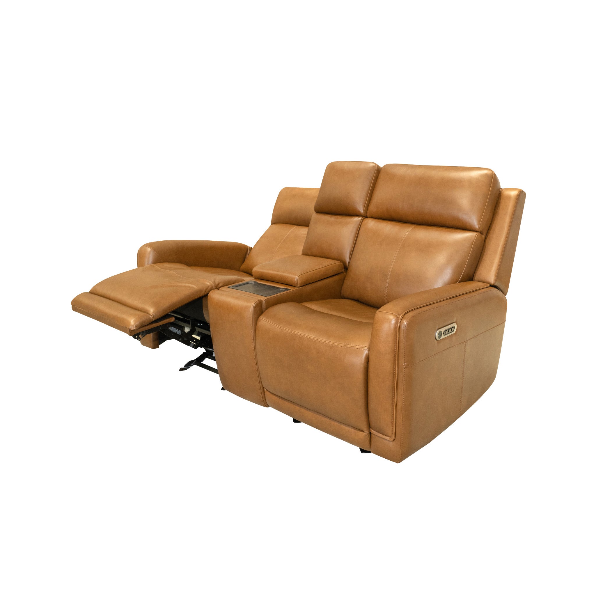 Alister Sedona Leather Power Gliding Loveseat with Console, Power Headrests & Lumbar