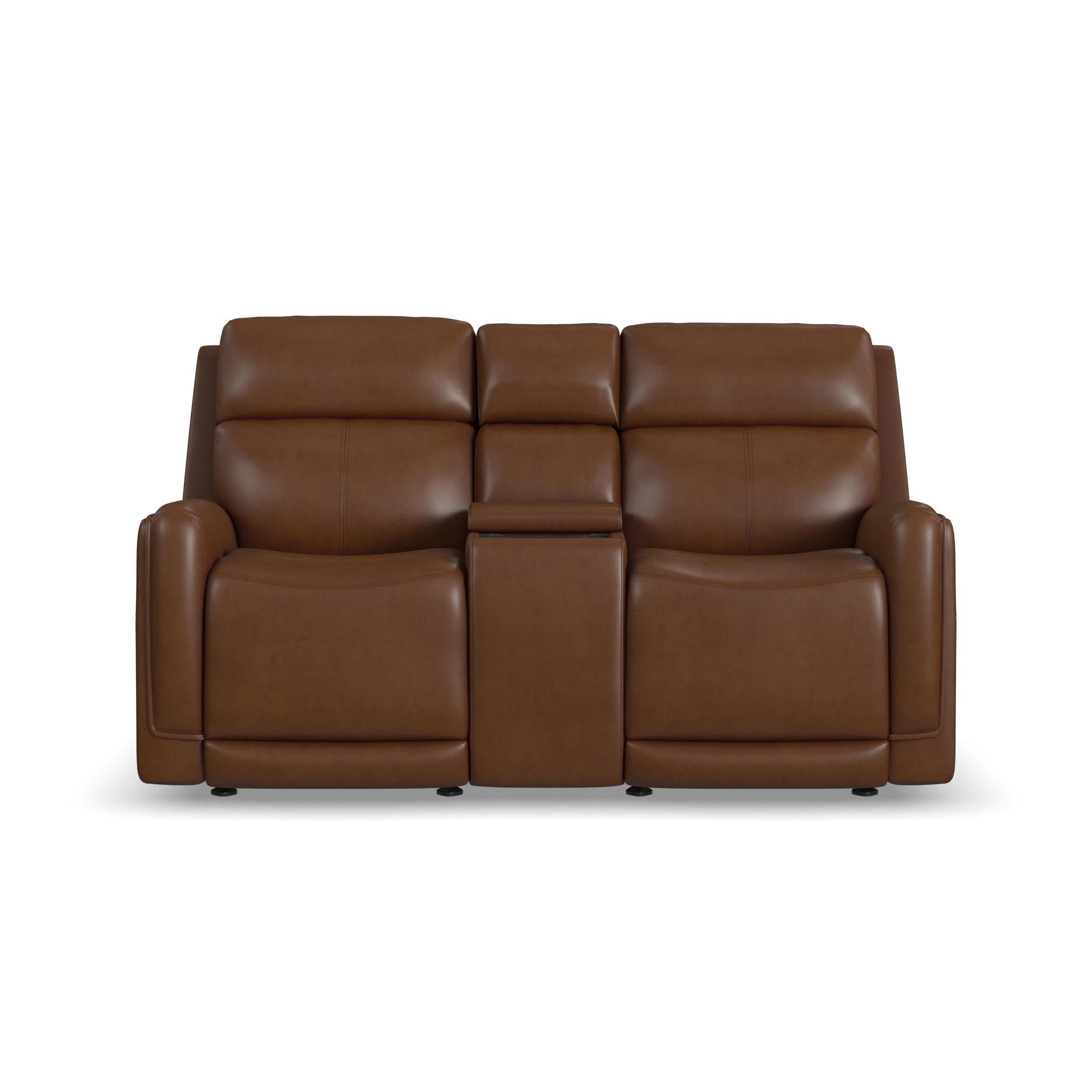 Alister Sedona Leather Power Gliding Loveseat with Console, Power Headrests & Lumbar