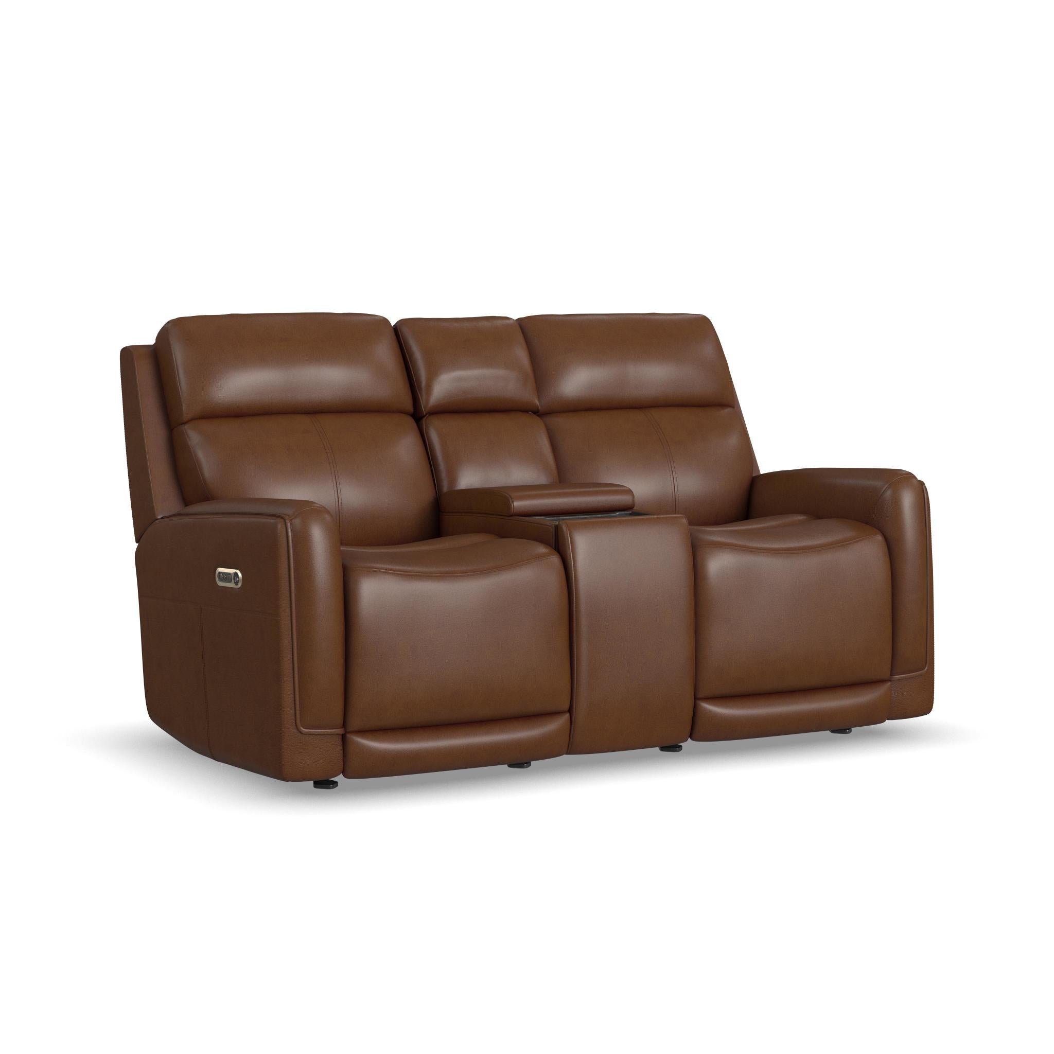 Alister Sedona Leather Power Gliding Loveseat with Console, Power Headrests & Lumbar