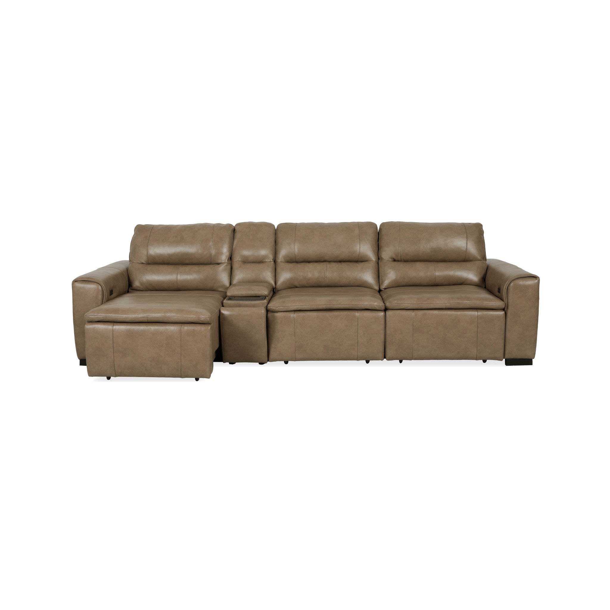 Graham River Leather Power Sliding Sectional