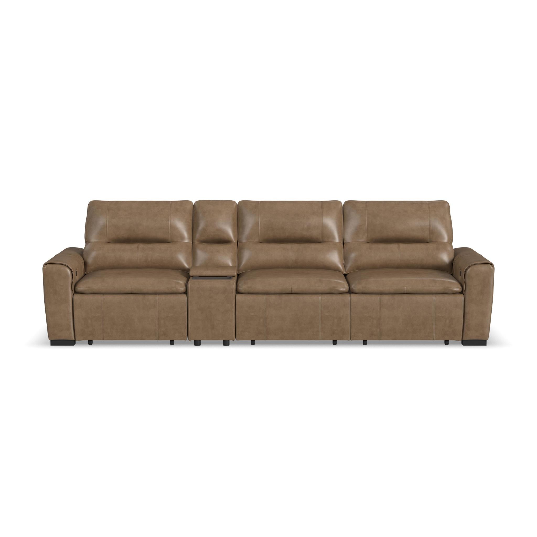 Graham River Leather Power Sliding Sectional