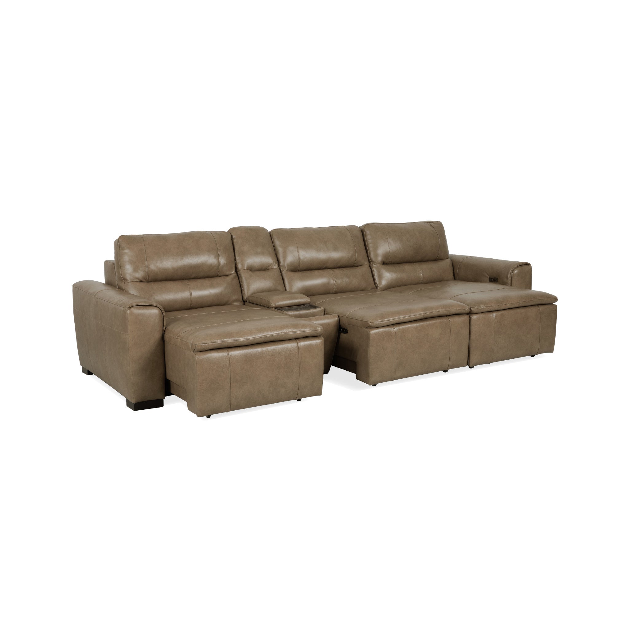 Graham River Leather Power Sliding Sectional