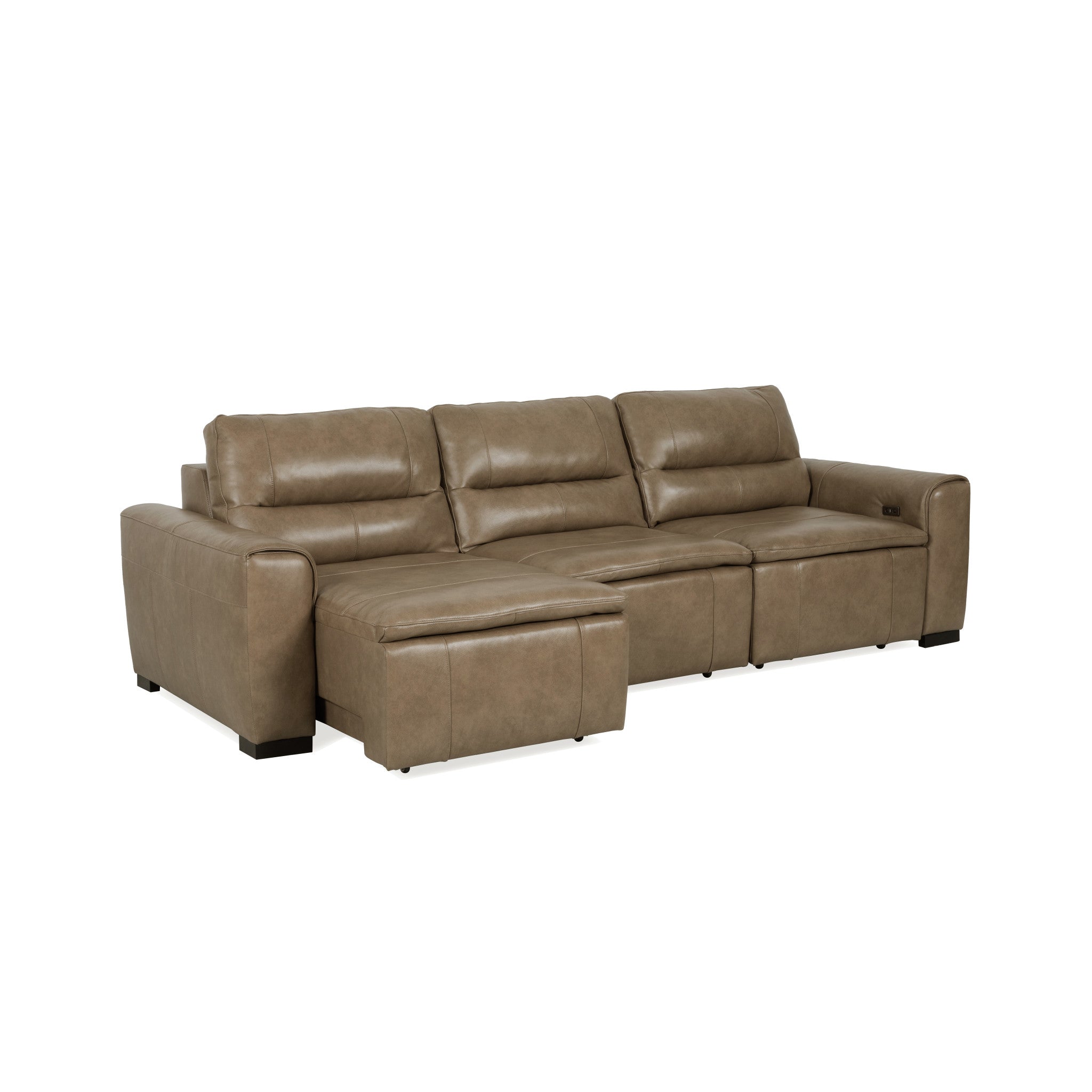 Graham River Leather Power Sliding Sectional