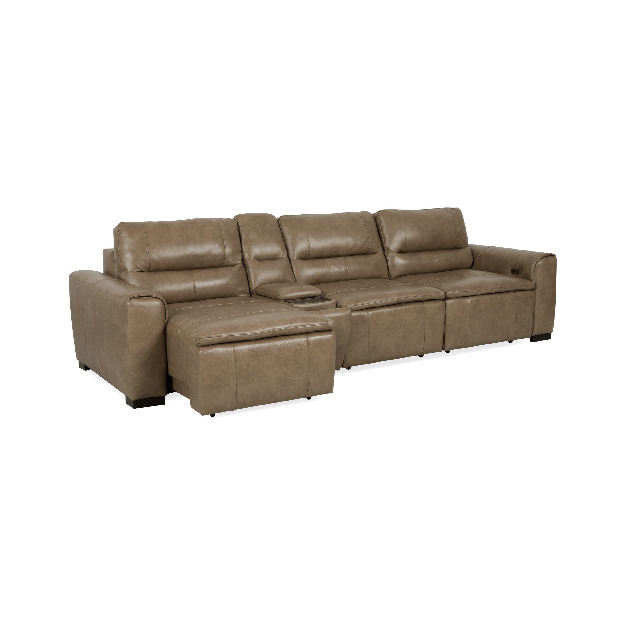 Graham River Leather Power Sliding Sectional