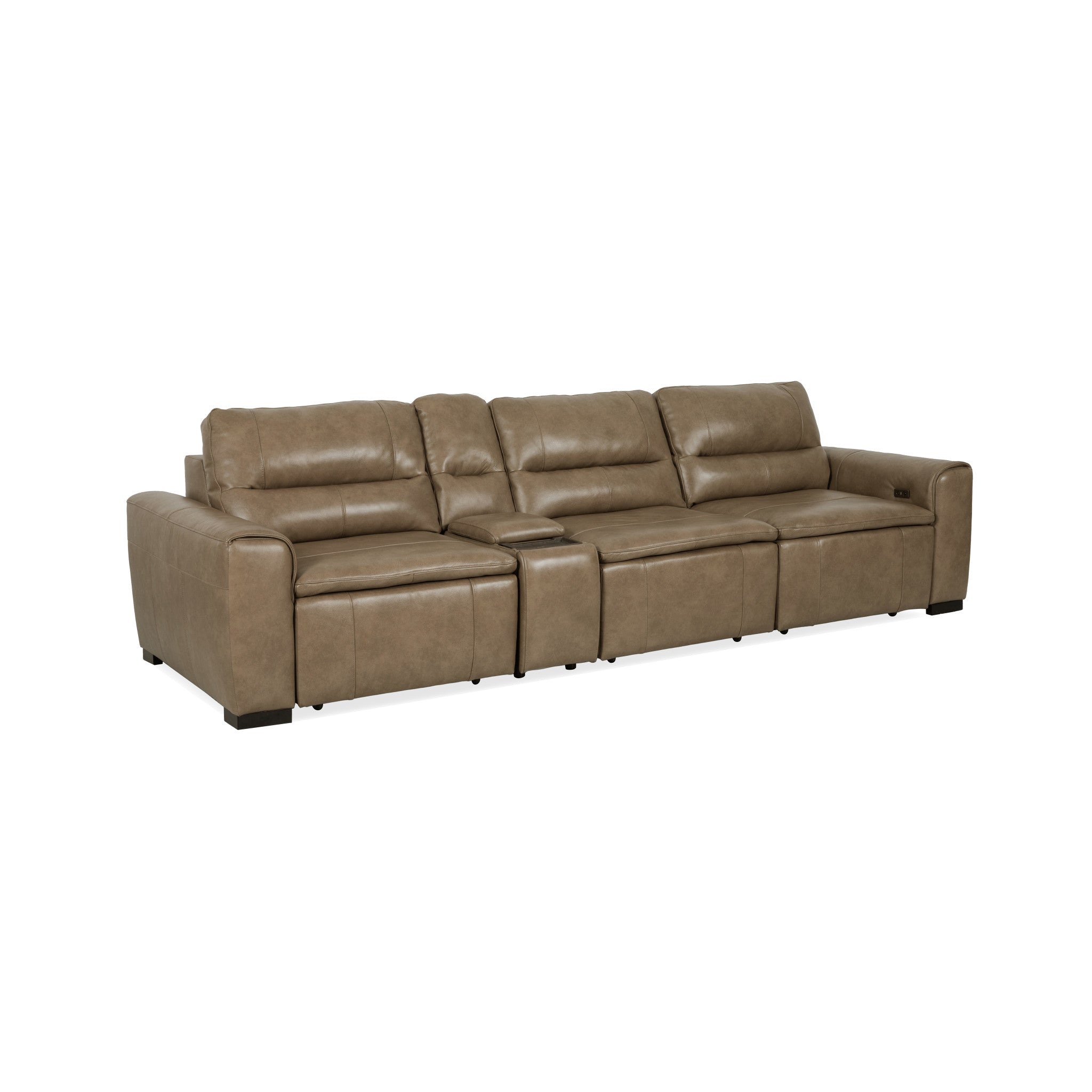 Graham River Leather Power Sliding Sectional