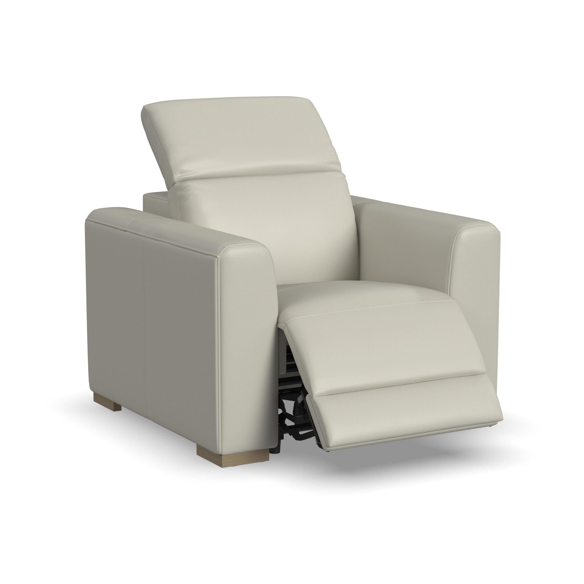 Aurora Coconut Milk Leather Power Recliner with Power Headrest