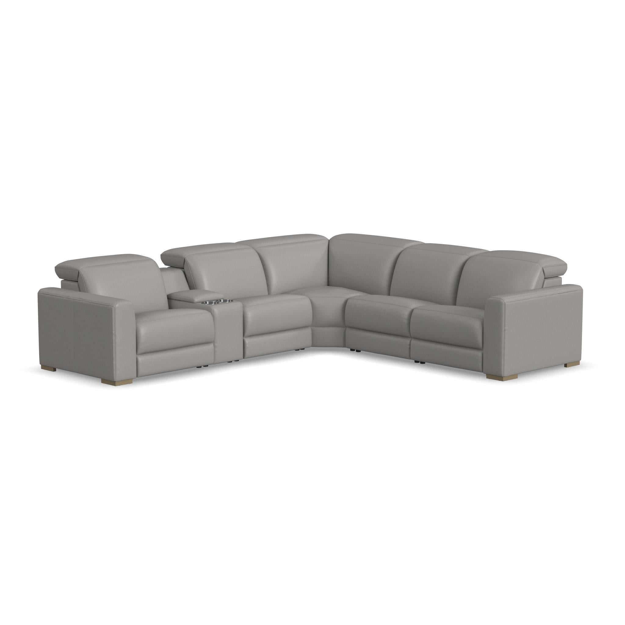 Aurora Leather Power Reclining Sectional with Power Headrests