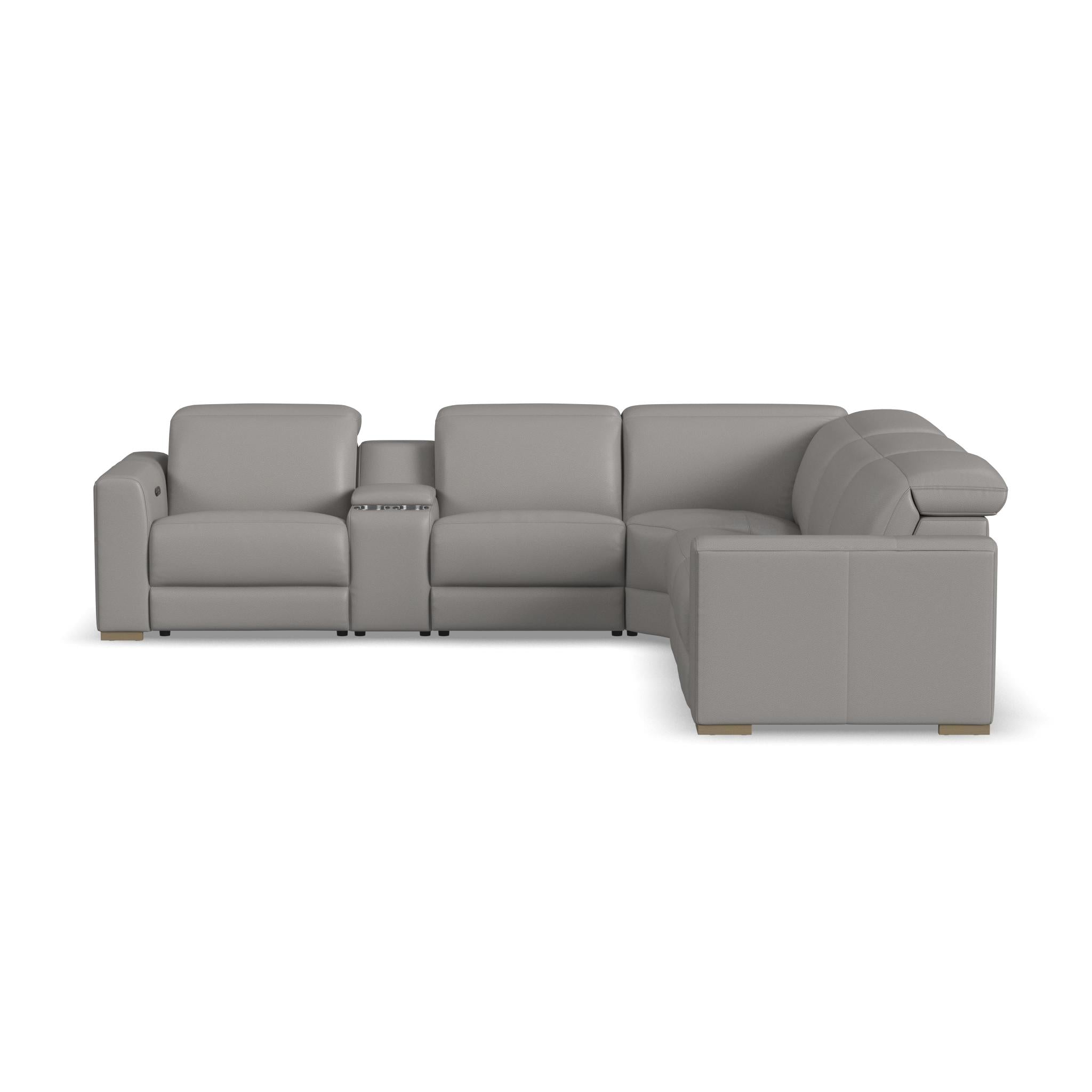 Aurora Leather Power Reclining Sectional with Power Headrests