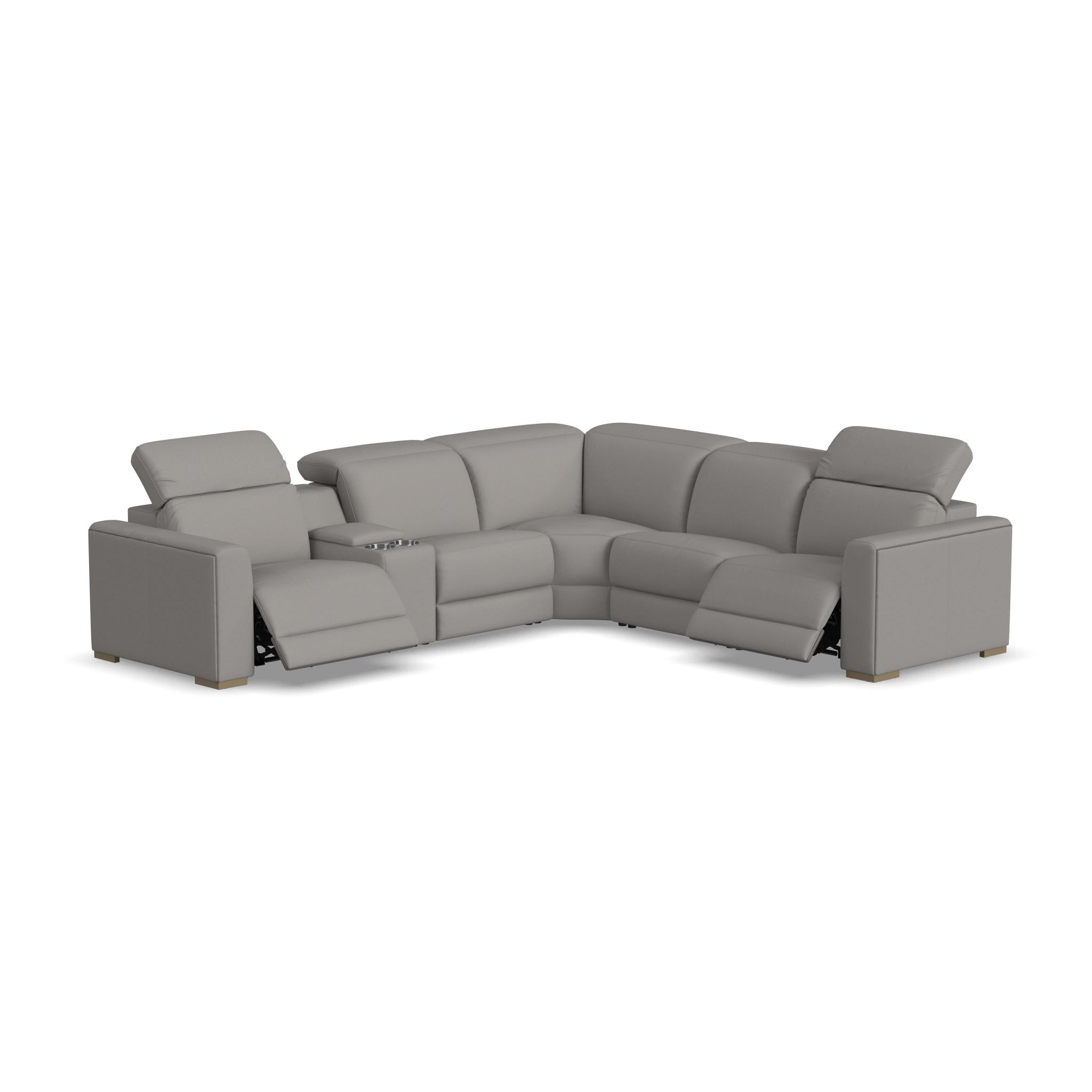 Aurora Leather Power Reclining Sectional with Power Headrests