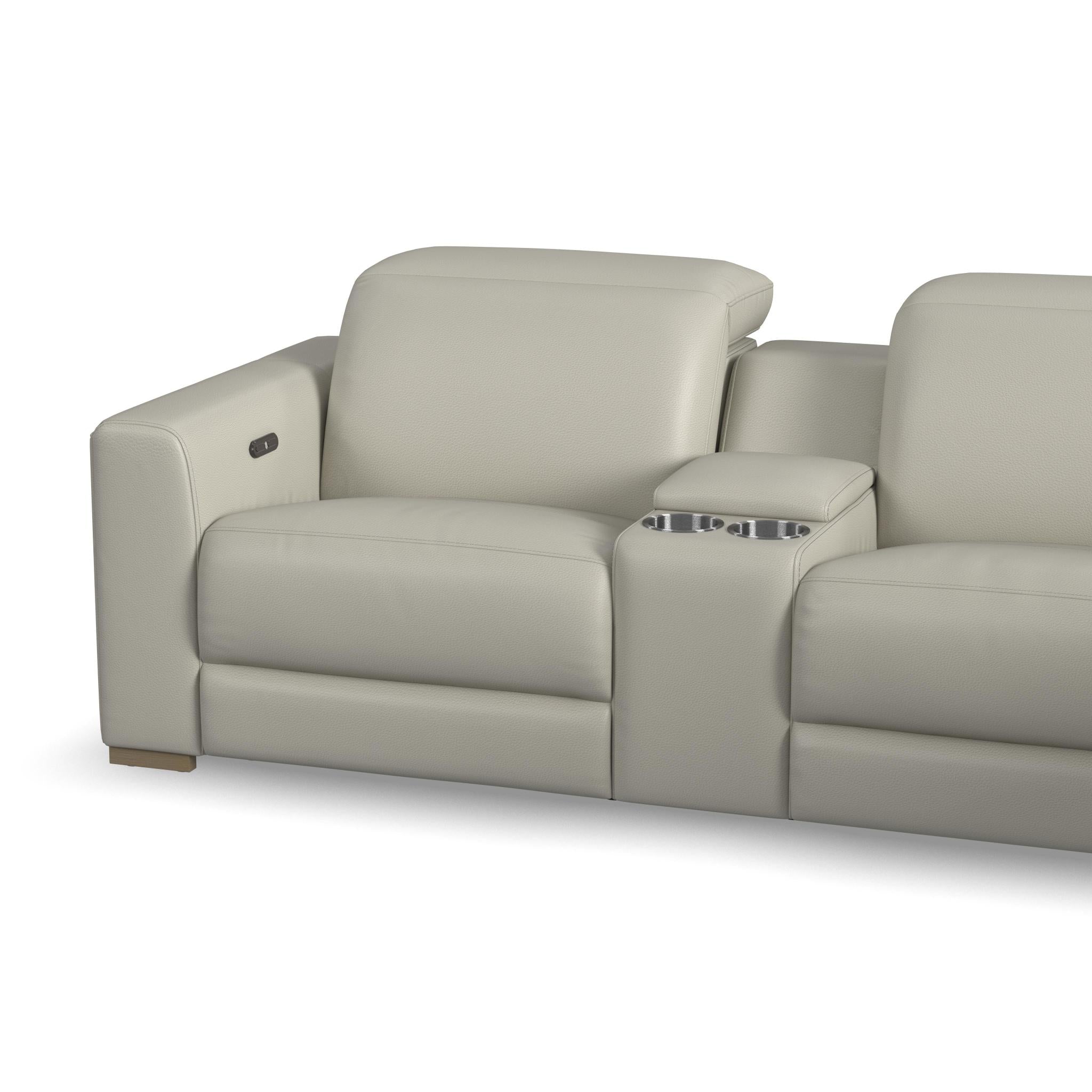 Aurora Leather Power Reclining Sectional with Power Headrests