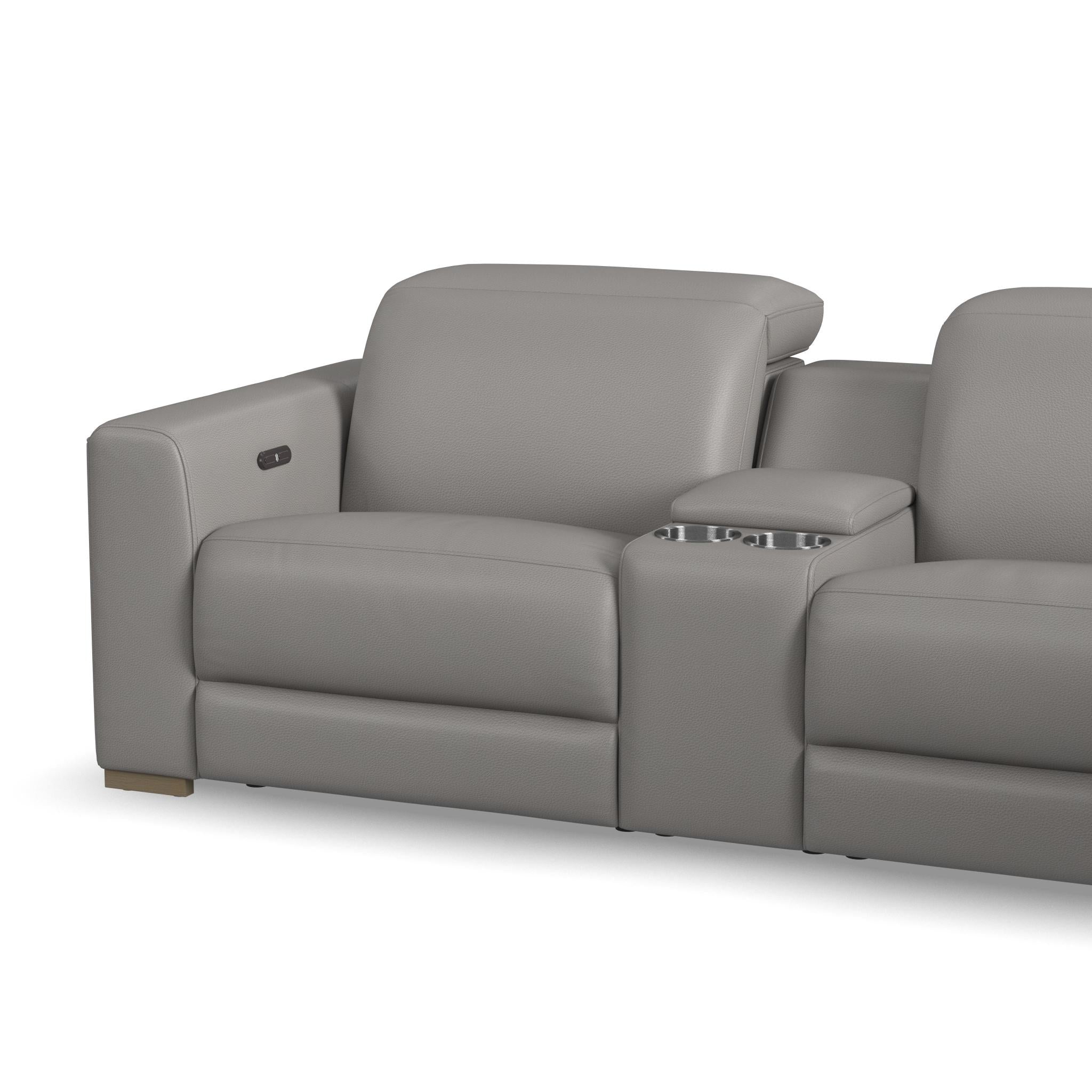 Aurora Leather Power Reclining Sectional with Power Headrests