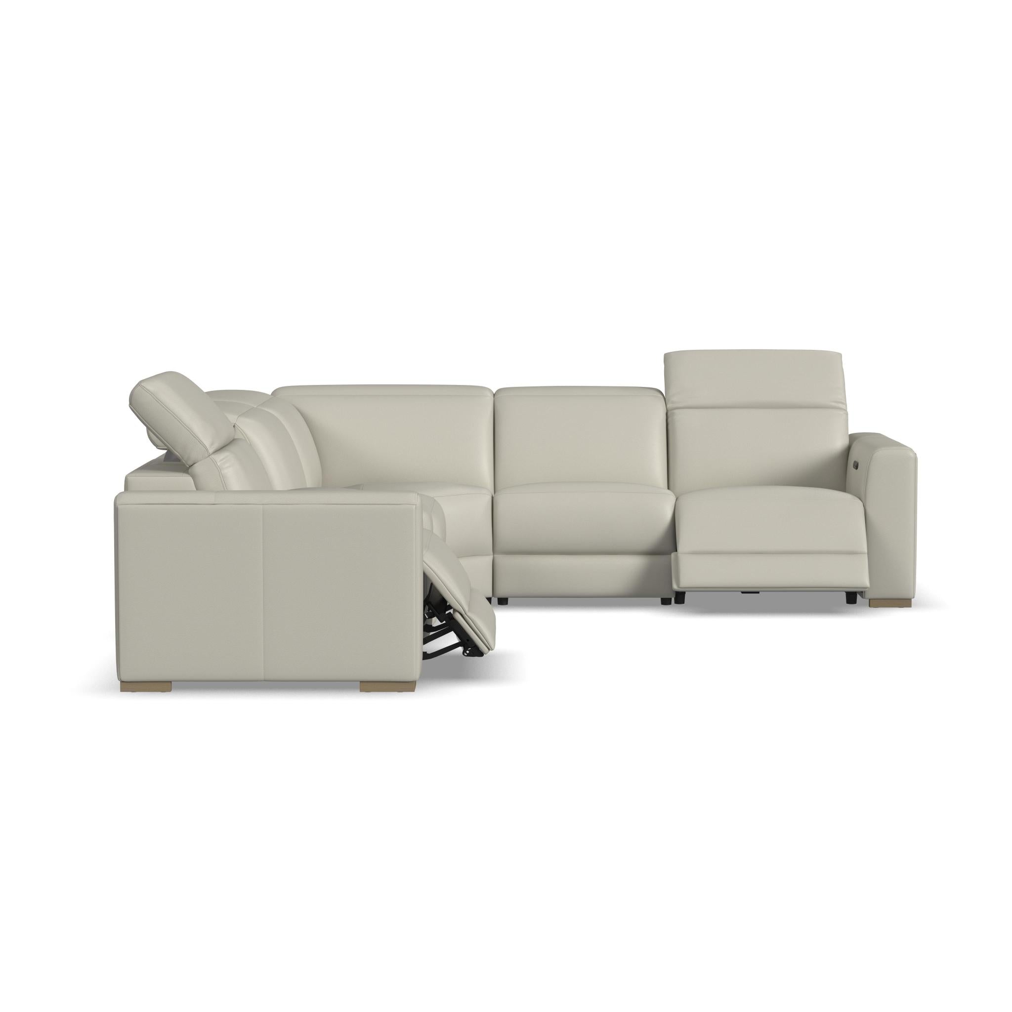 Aurora Leather Power Reclining Sectional with Power Headrests