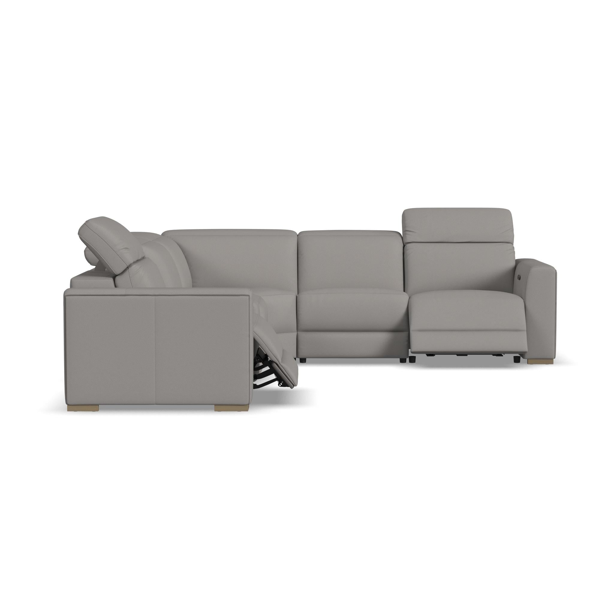 Aurora Leather Power Reclining Sectional with Power Headrests