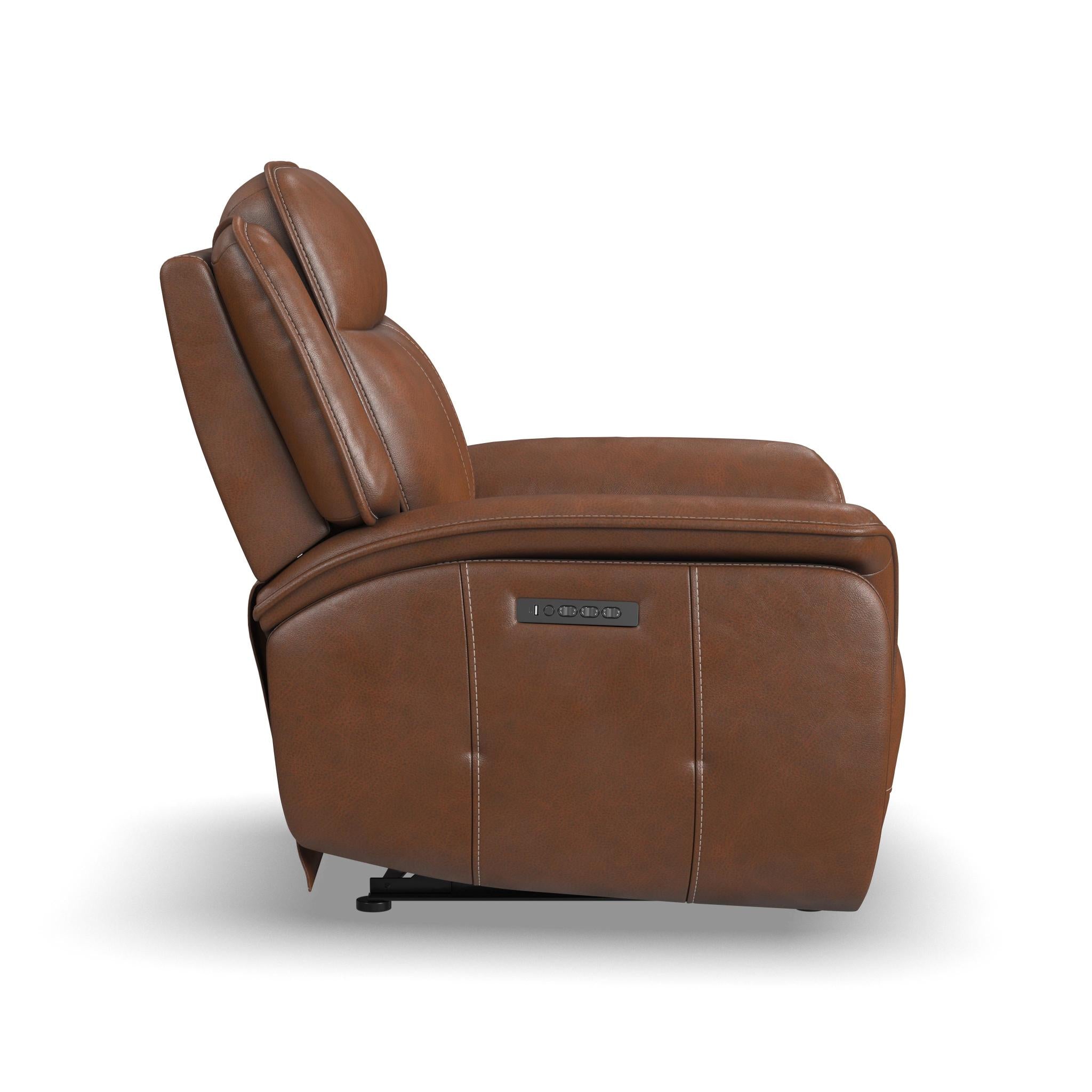 Swift Hazelnut Leather Power Recliner with Power Headrest & Lumbar