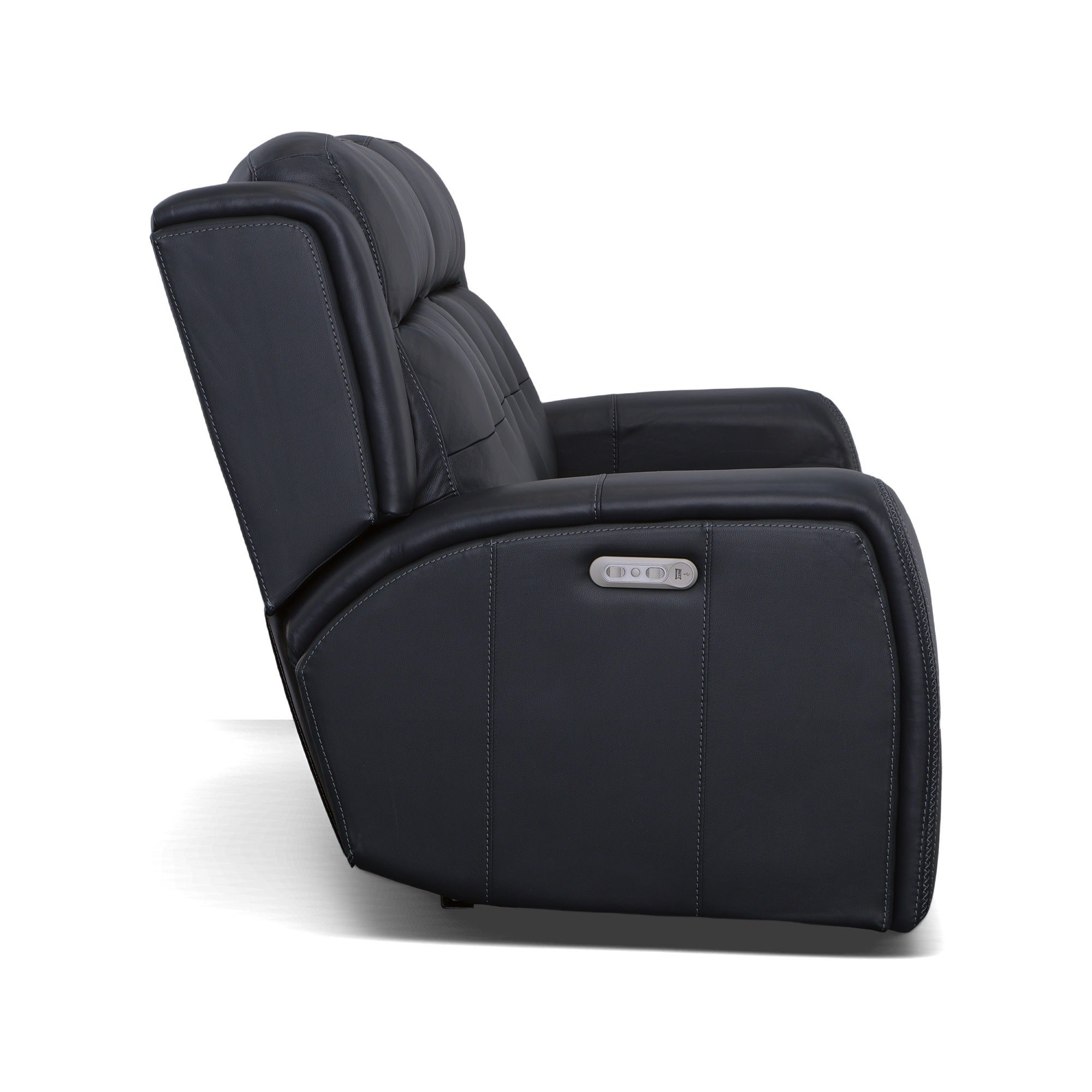 Grant Denim Leather Power Reclining Loveseat with Power Headrests