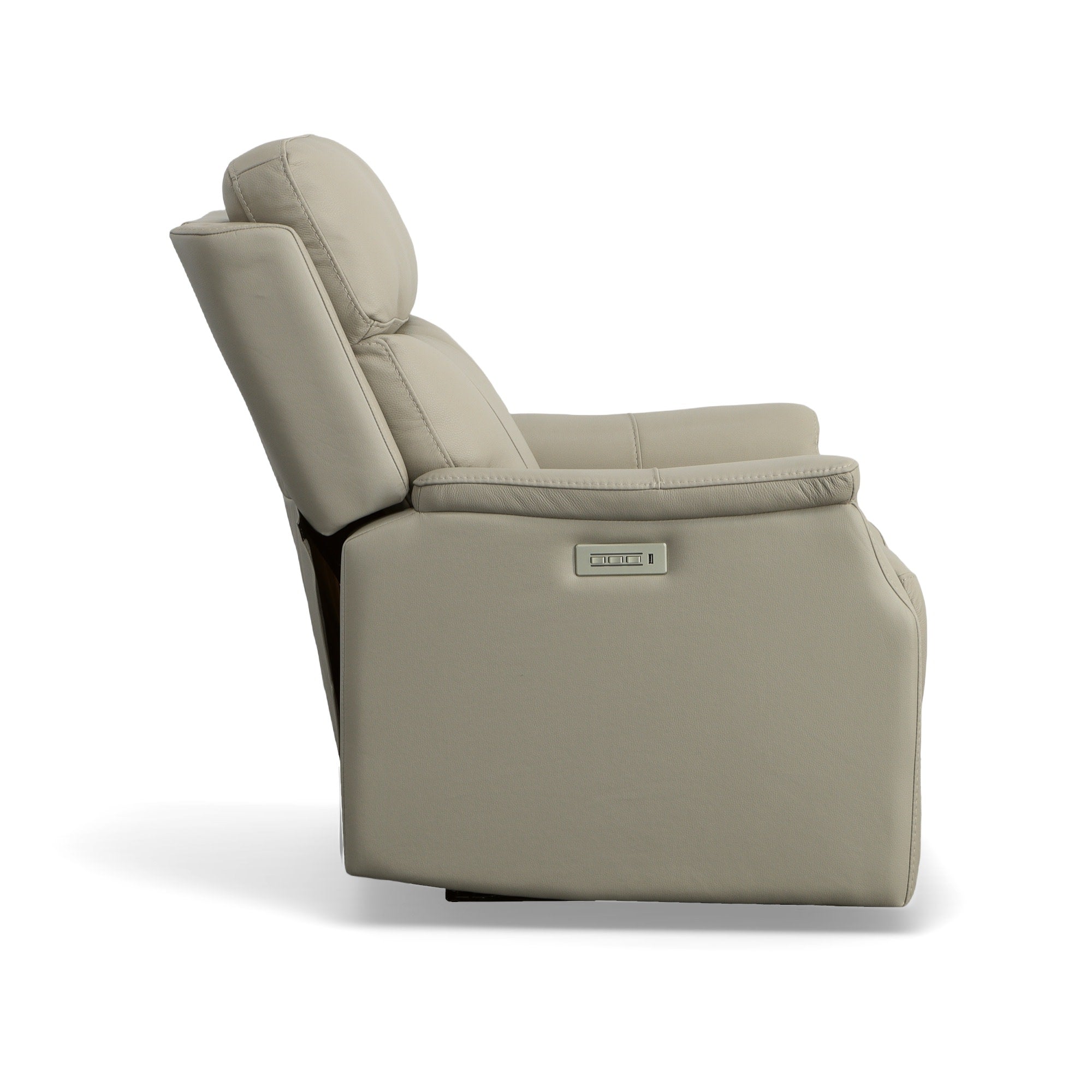 Easton Dove Leather Power Recliner with Power Headrest & Lumbar