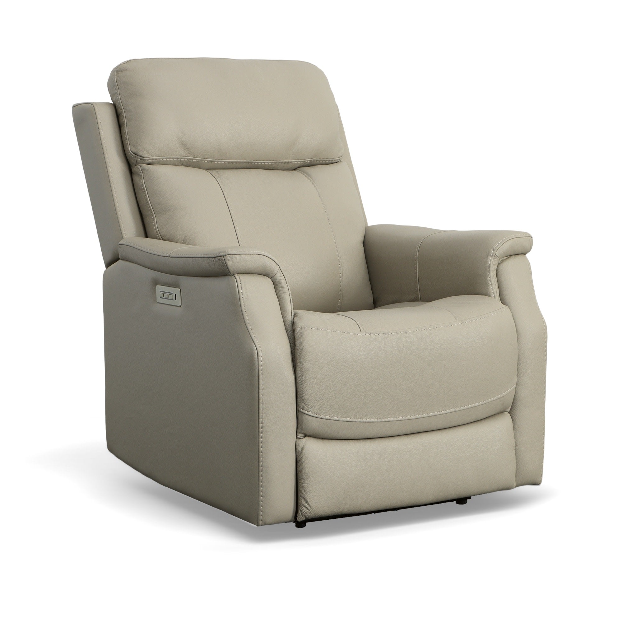 Easton Dove Leather Power Recliner with Power Headrest & Lumbar