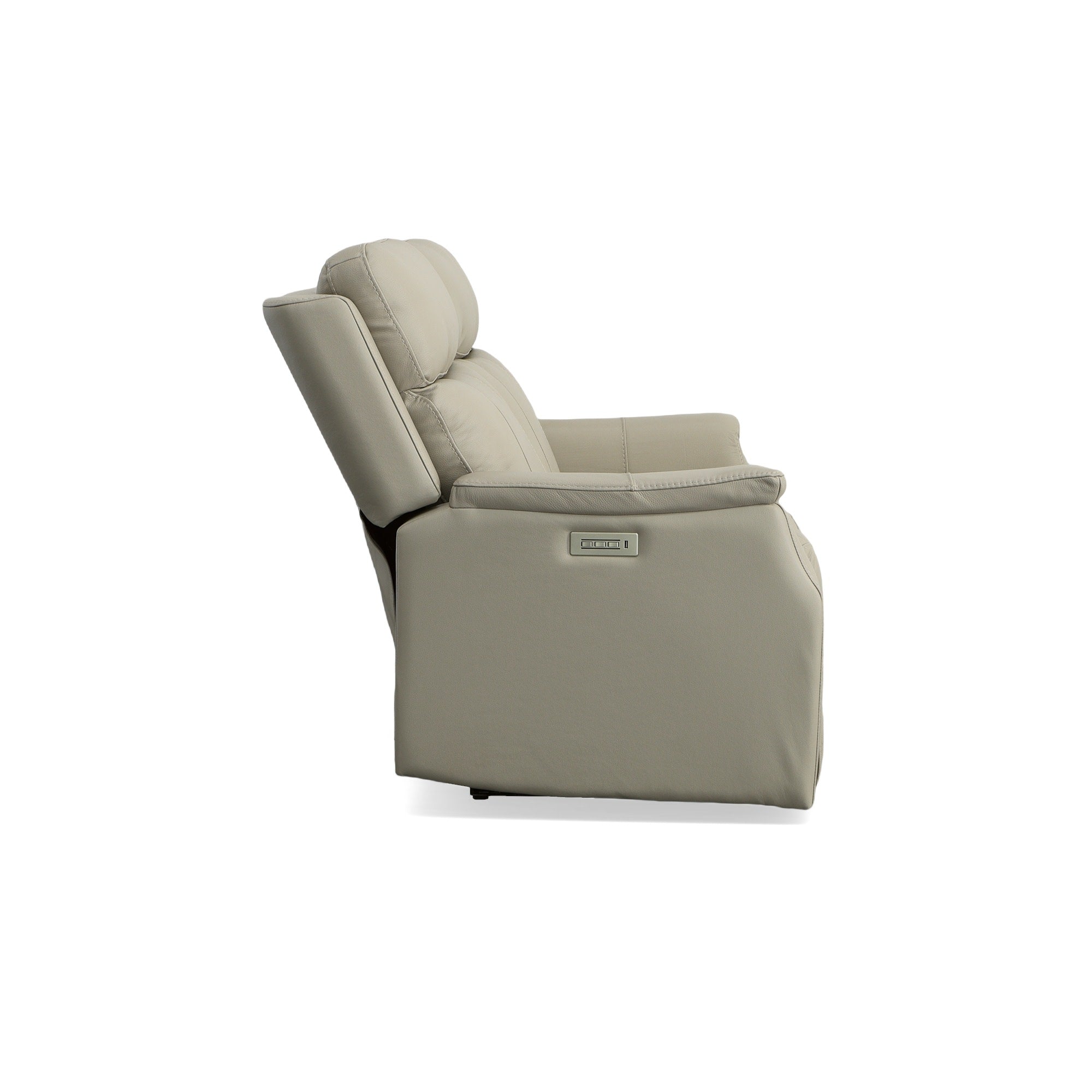 Easton Dove Leather Power Reclining Loveseat with Power Headrests & Lumbar