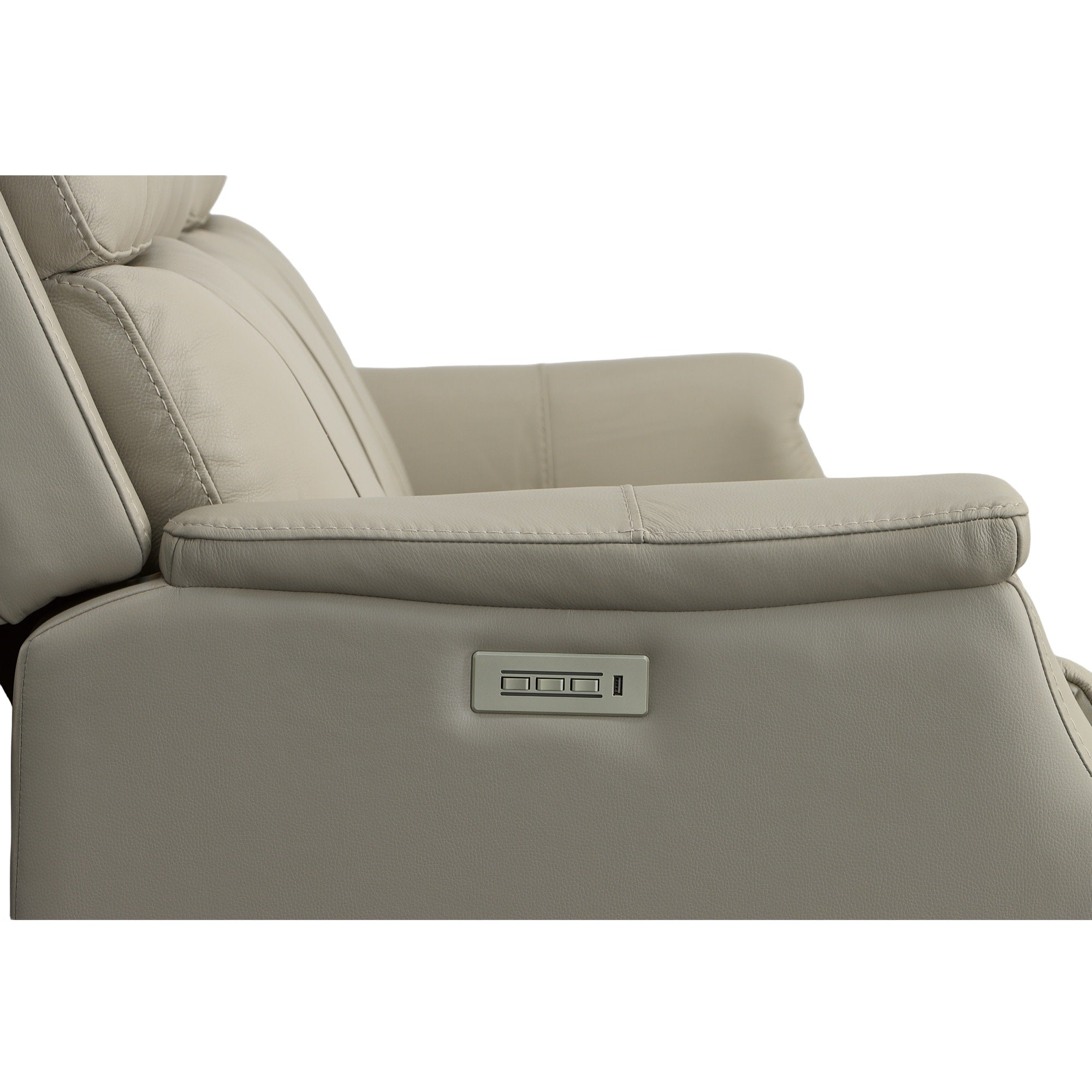 Easton Dove Leather Power Reclining Sofa with Power Headrests & Lumbar