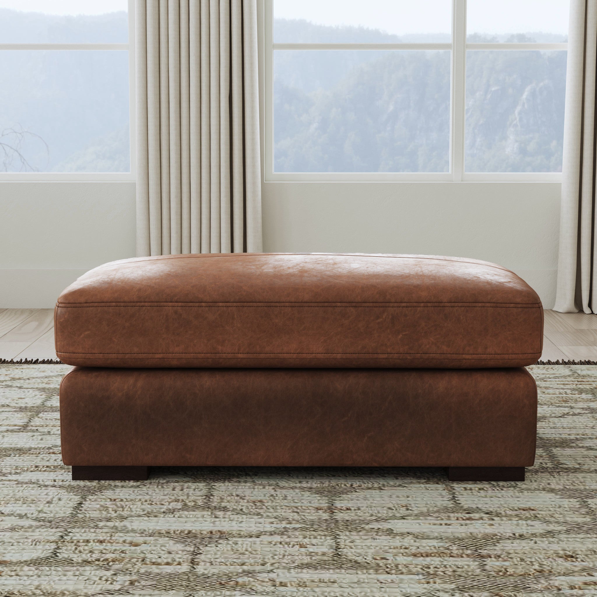 Endurance Chestnut Leather Ottoman