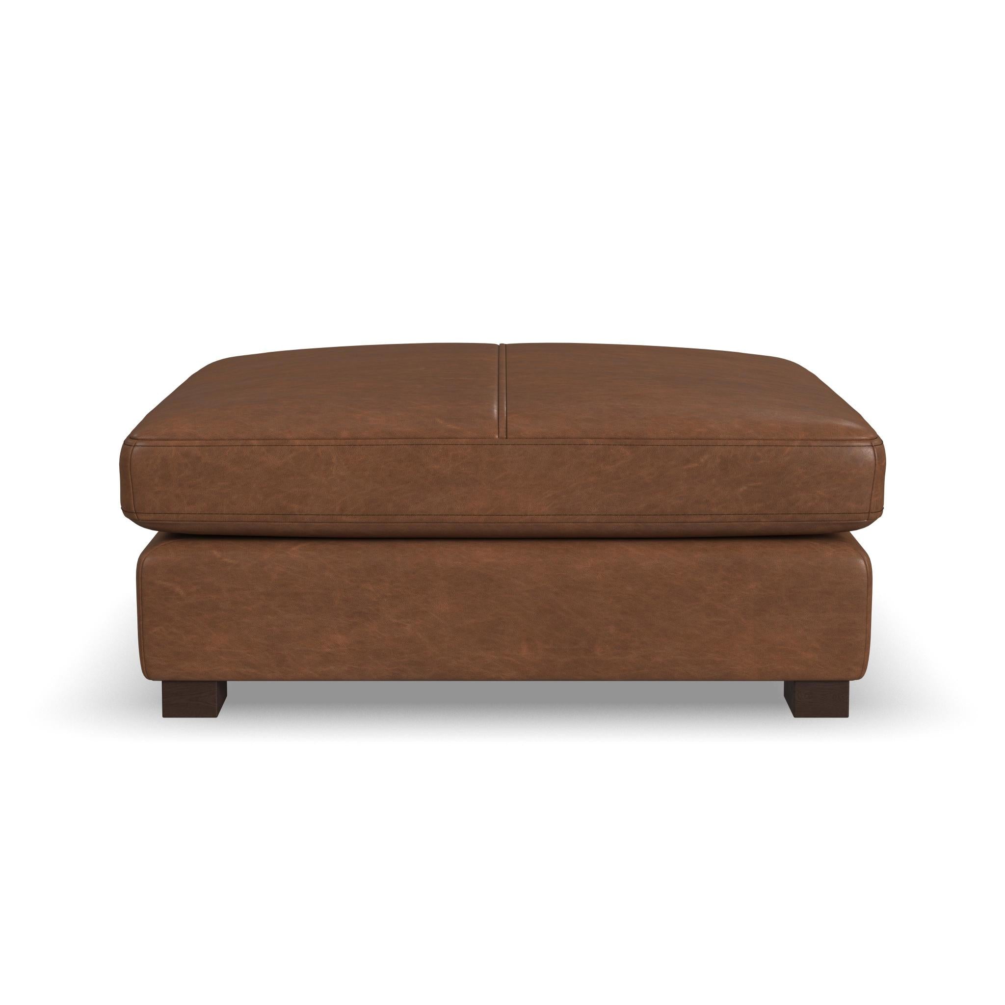 Endurance Chestnut Leather Square Cocktail Ottoman