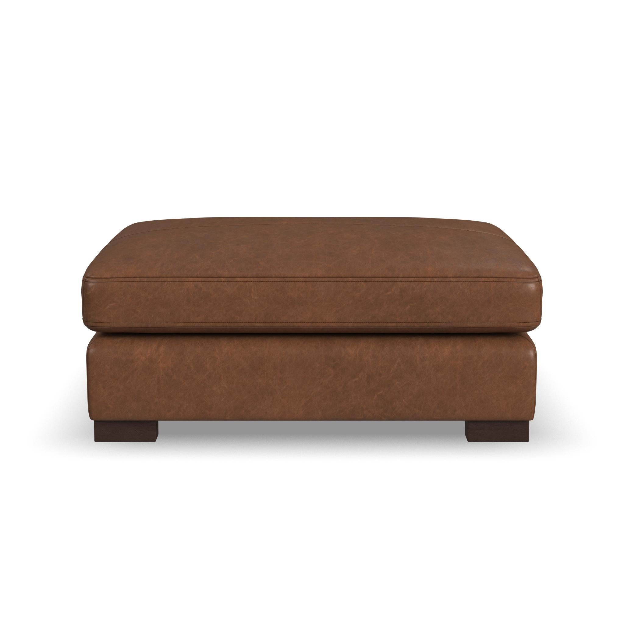 Endurance Chestnut Leather Square Cocktail Ottoman