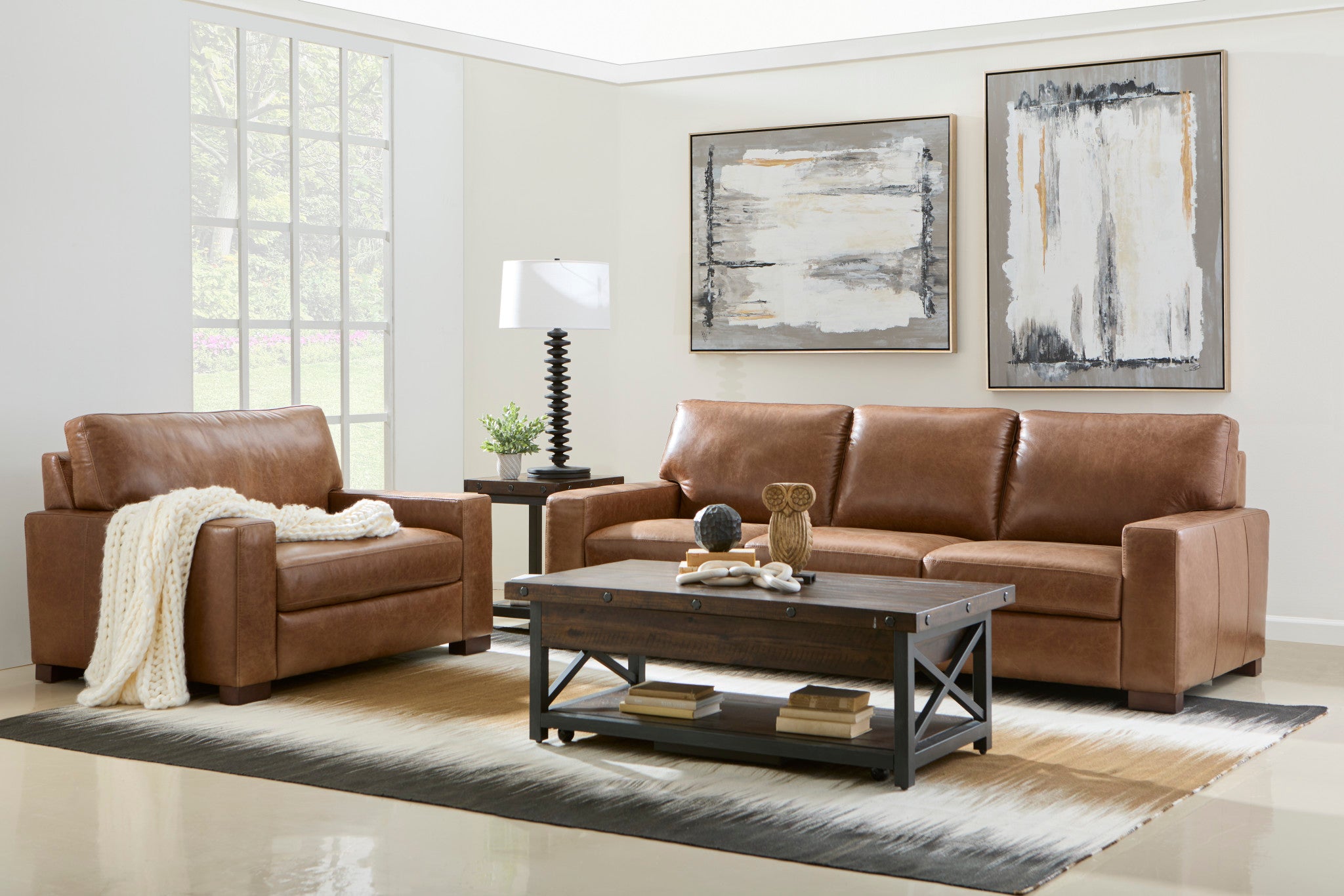 Endurance Chestnut Leather Ottoman