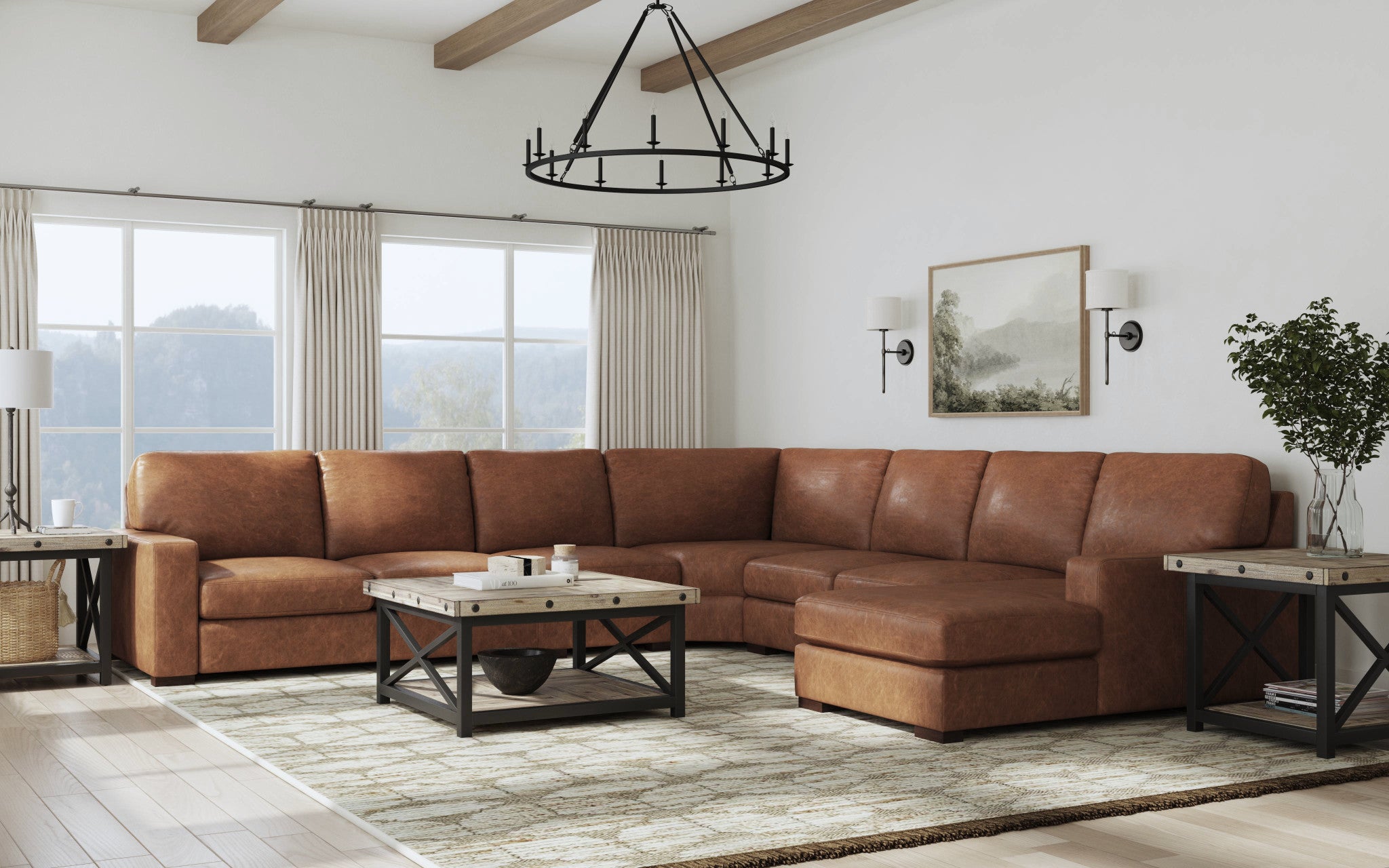 Endurance Chestnut Leather Sectional