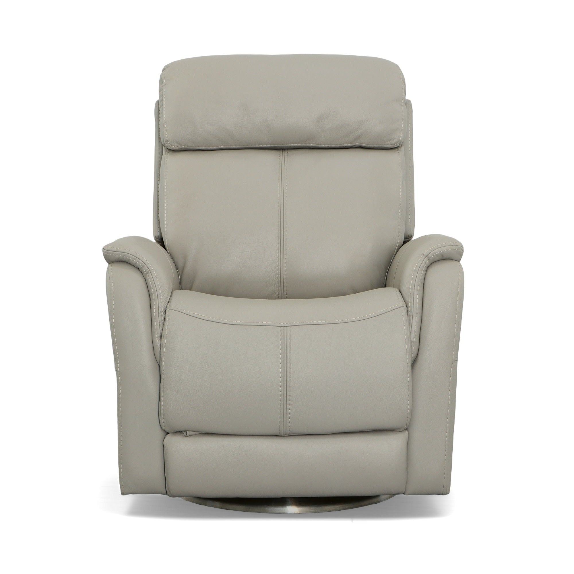 View Dove Leather Power Swivel Recliner with Power Headrest