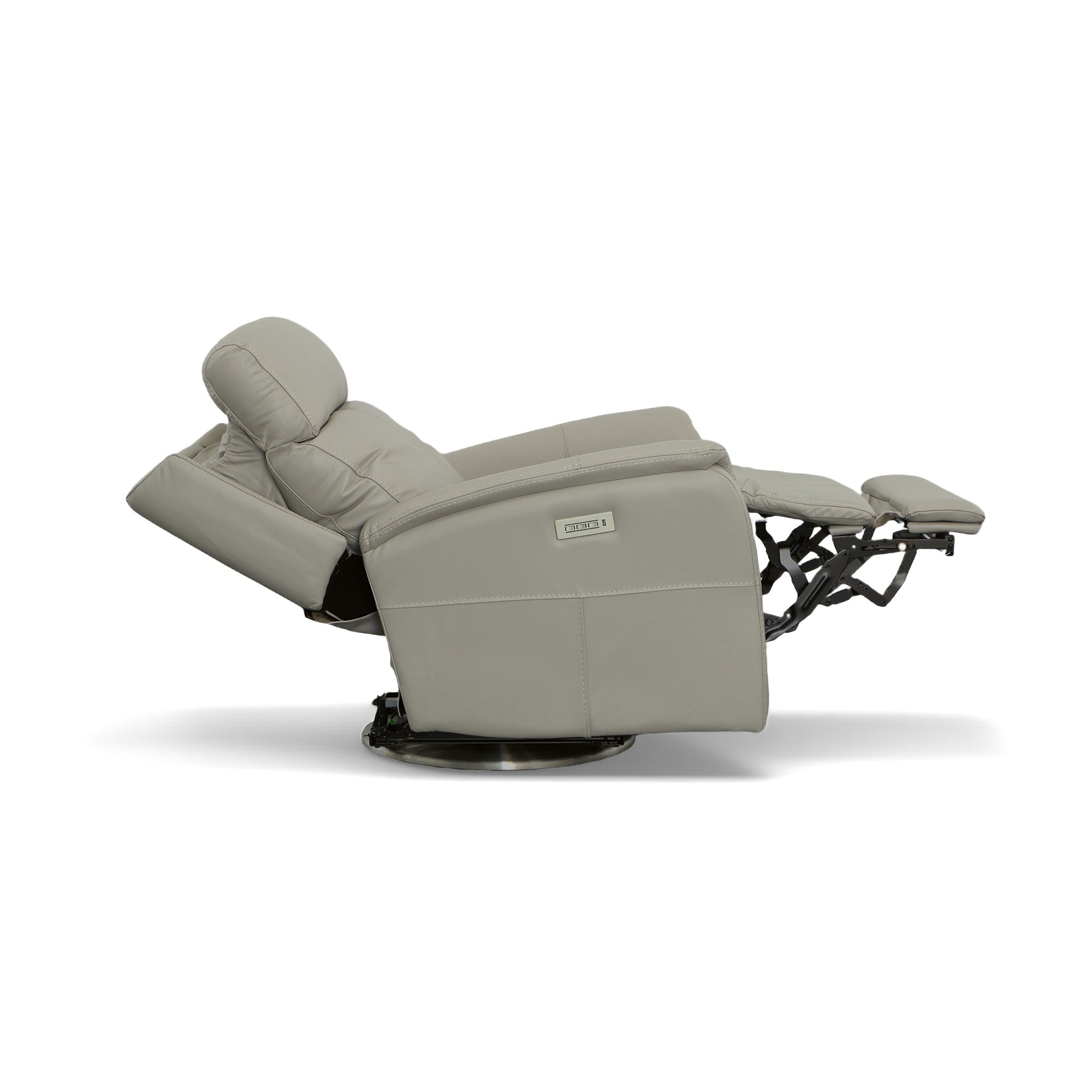 View Dove Leather Power Swivel Recliner with Power Headrest