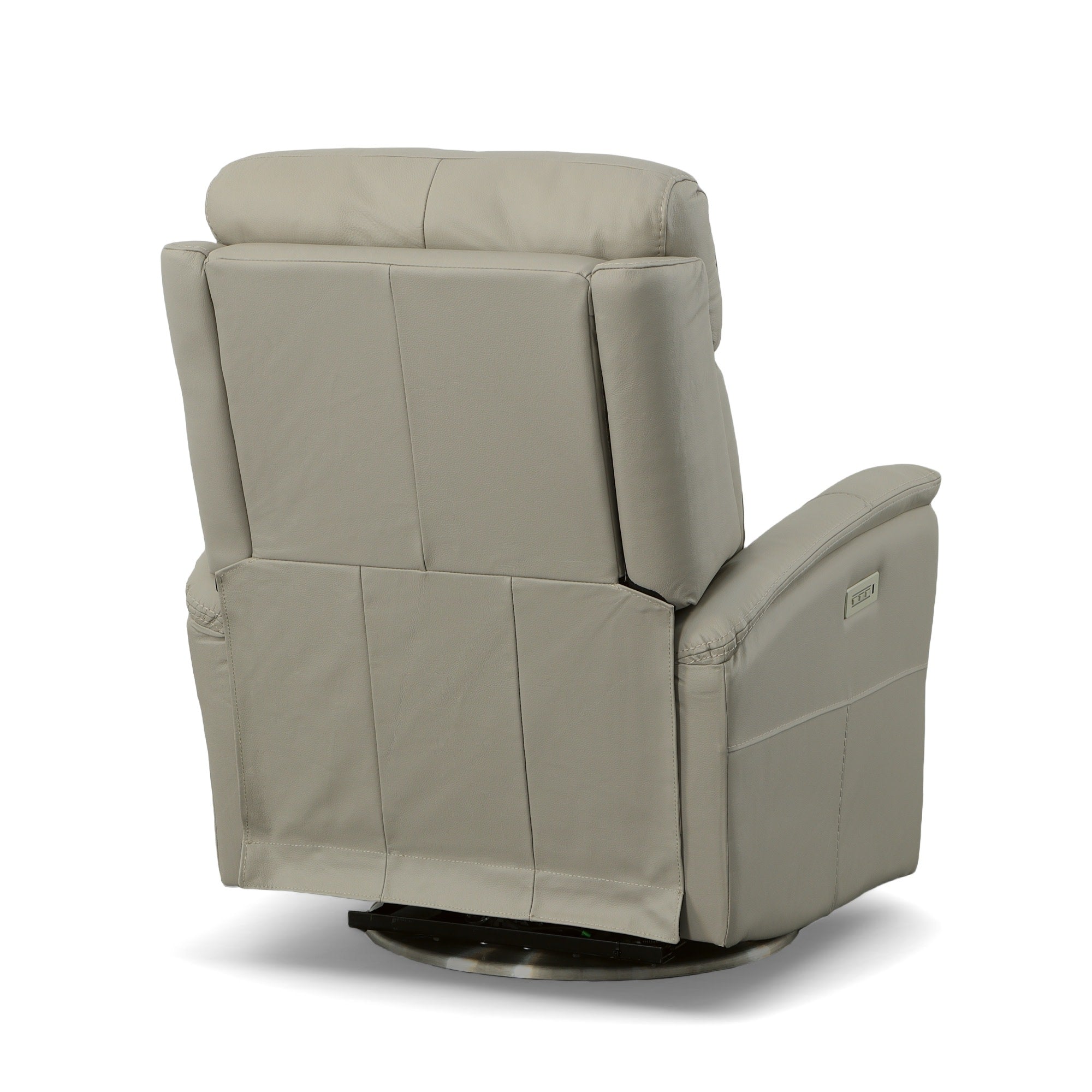 View Dove Leather Power Swivel Recliner with Power Headrest