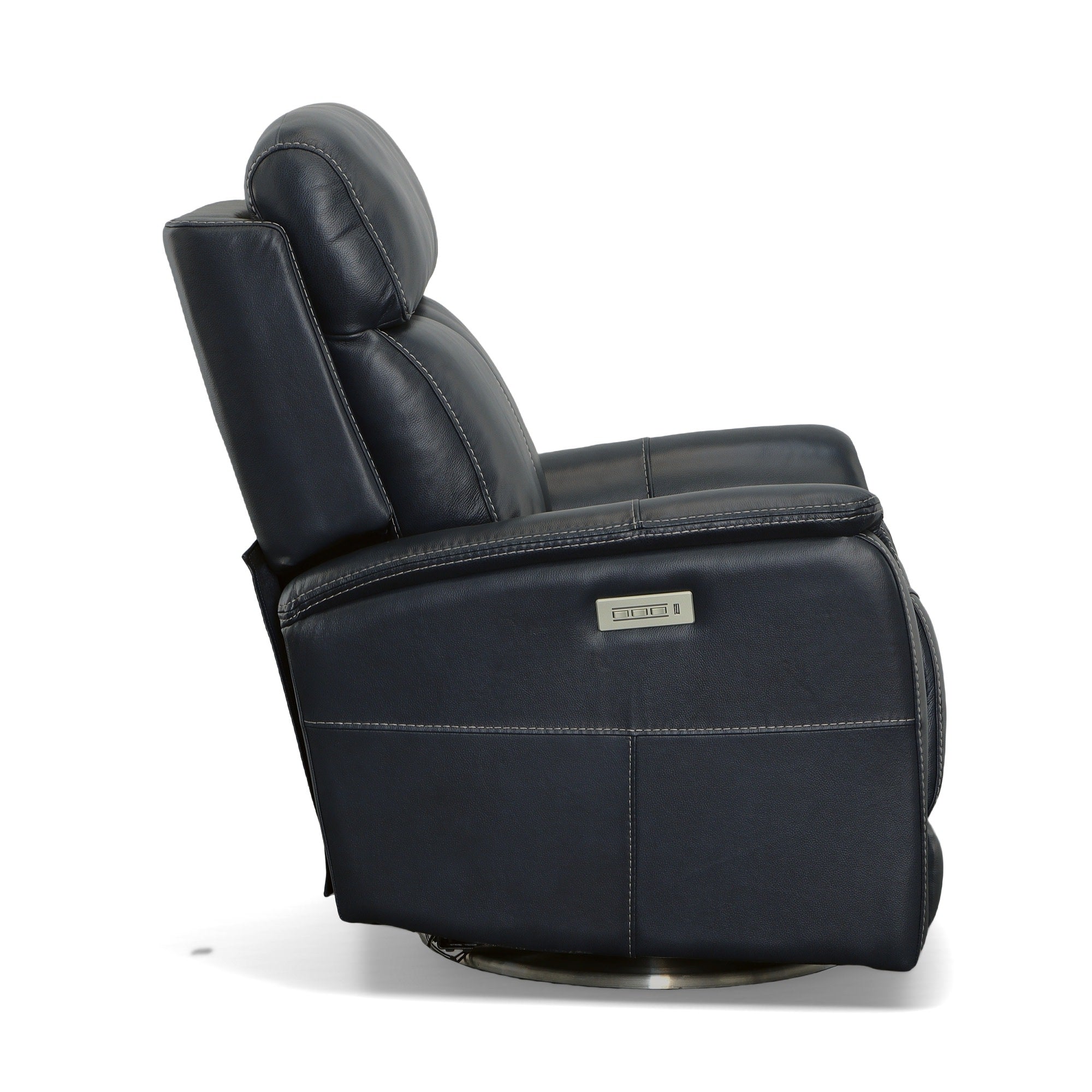 View Ocean Leather Power Swivel Recliner with Power Headrest